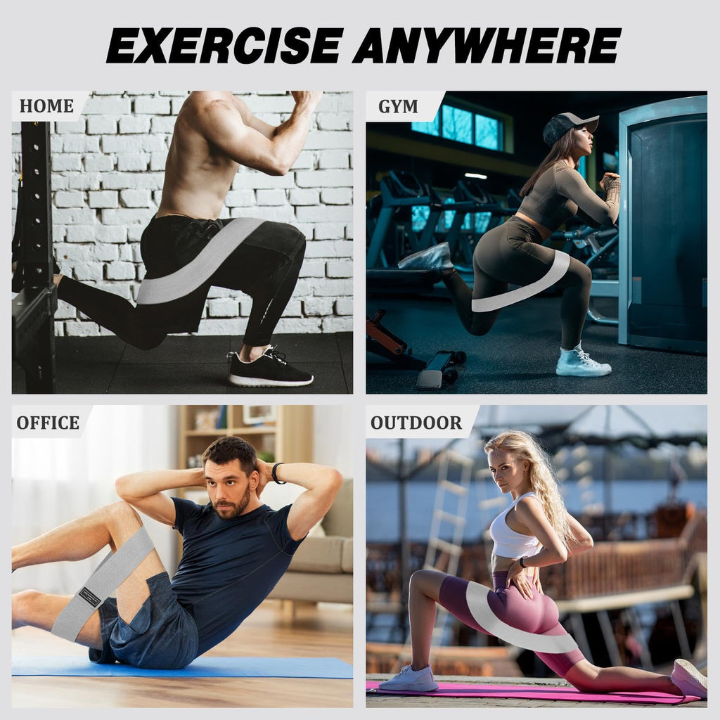12 Pcs Fabric Resistance Bands for Working Out Booty Workout Stretch Exercise Bands Non Slip for Legs Squat Resistance Loop for Women Men Starter Butt Hip Thigh Fitness (Gray,Medium Resistance)