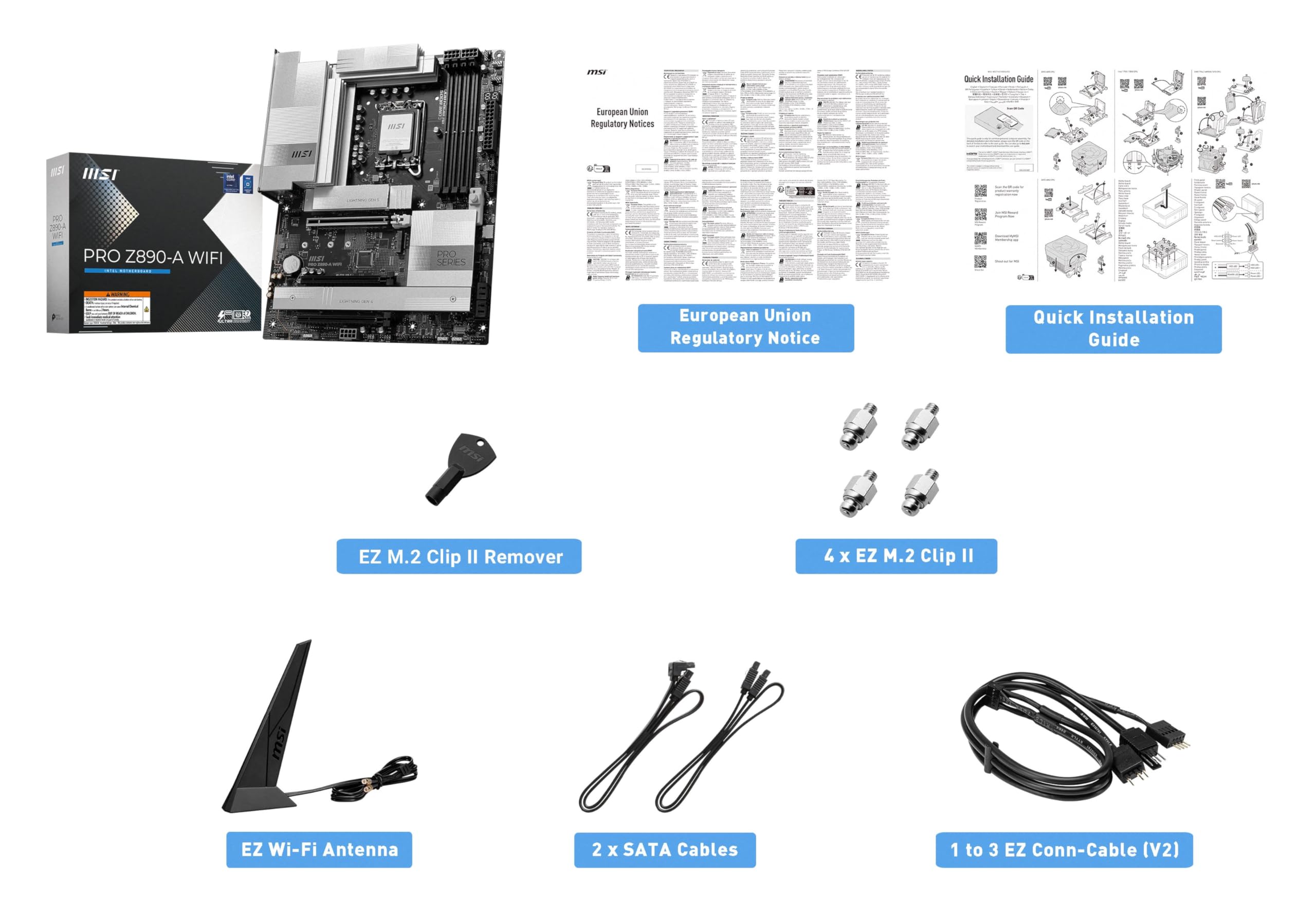 MSI PRO Z890-A WiFi ProSeries Motherboard (Supports Core Ultra Series 2 Intel Processors, LGA 1851, DDR5, PCIe 5.0, M.2, SATA, 5Gbps LAN, USB Type-C, Wi-Fi 7, Bluetooth 5.4, Thunderbolt 4, ATX)