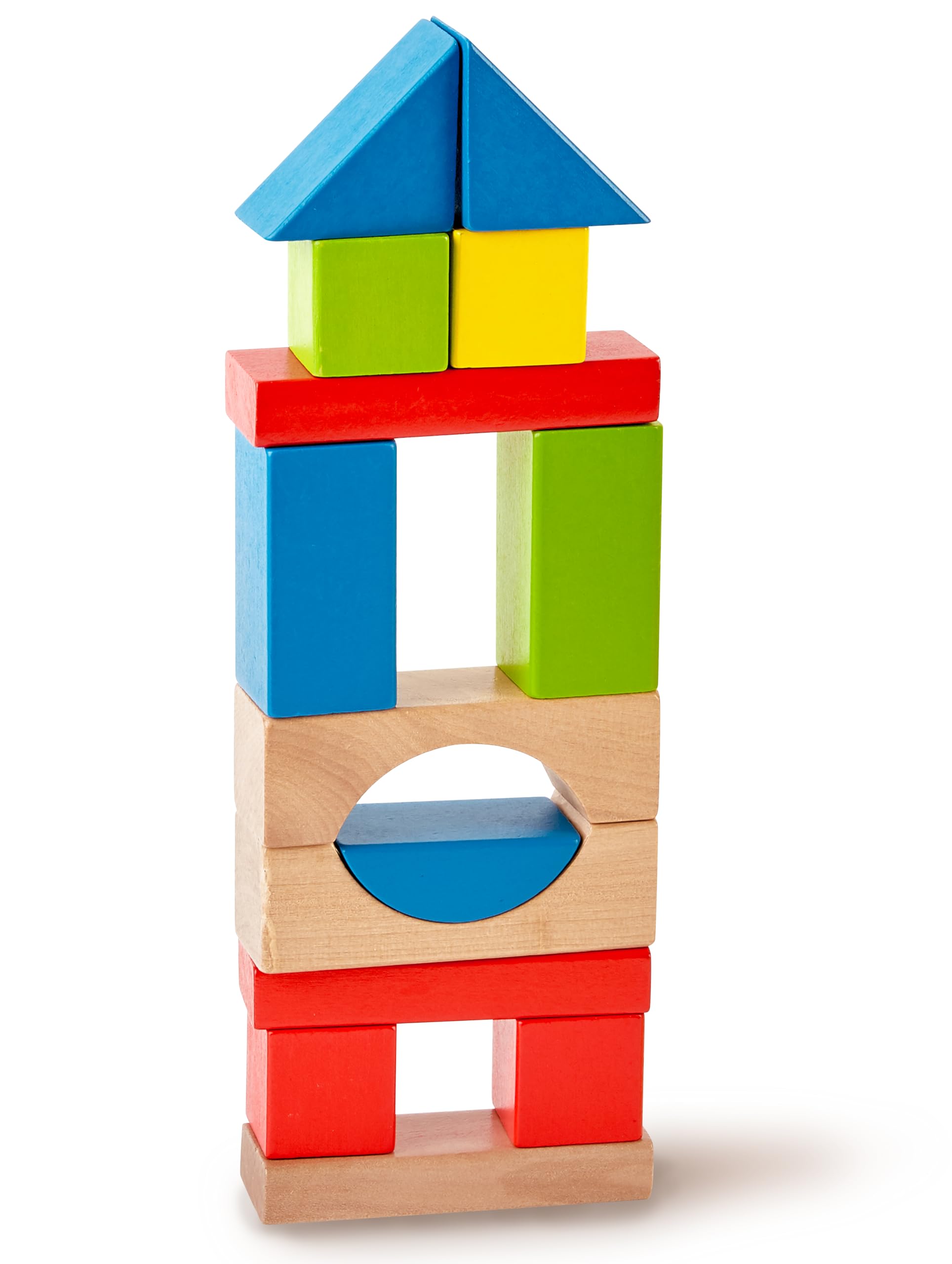 Hape Maple Wood Kids Building Blocks Stacking Wooden Block Educational Toy Set for Toddlers, 50 Brightly Colored Pieces in Assorted Shapes and Sizes