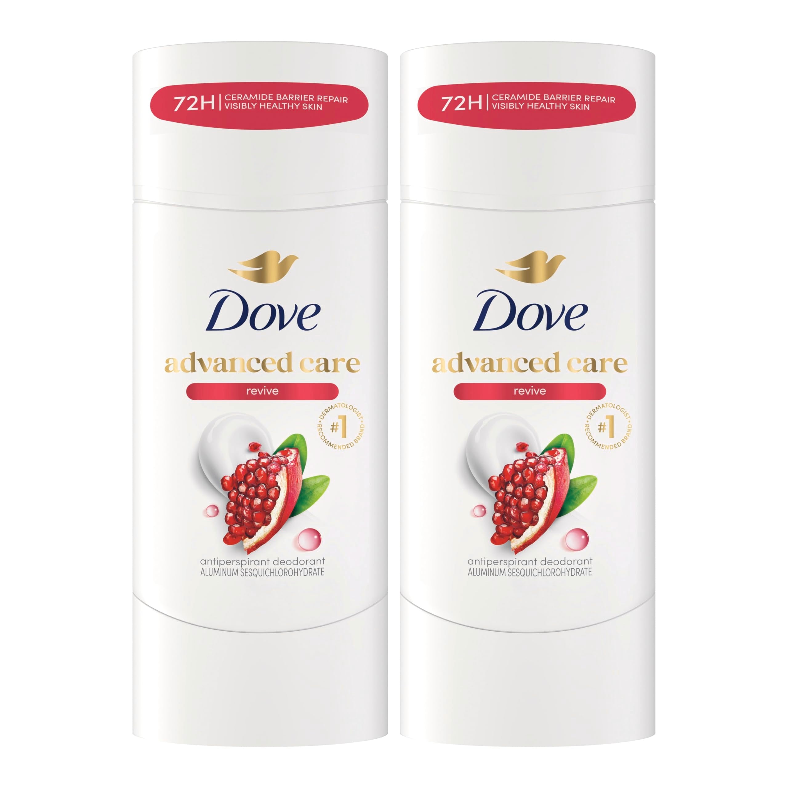 Dove Advanced Care Antiperspirant Deodorant for Women Twin Pack Revive 72 hour sweat and odor protection 2.6 oz (Packaging May Vary)