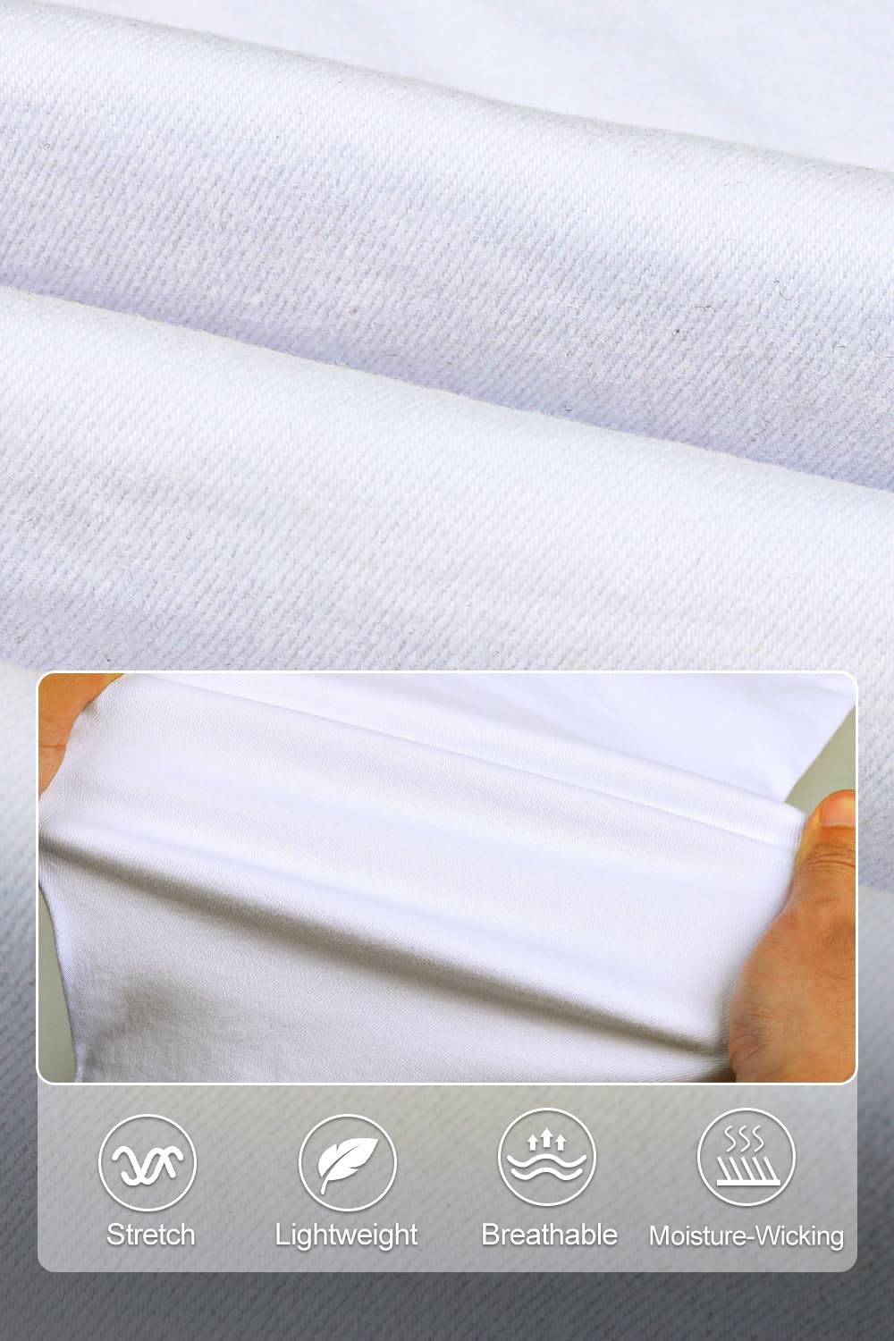Heyfanee Men's Jeans Slim Fit White Stretch Jean Pants for Men Slim Leg 32W 30L