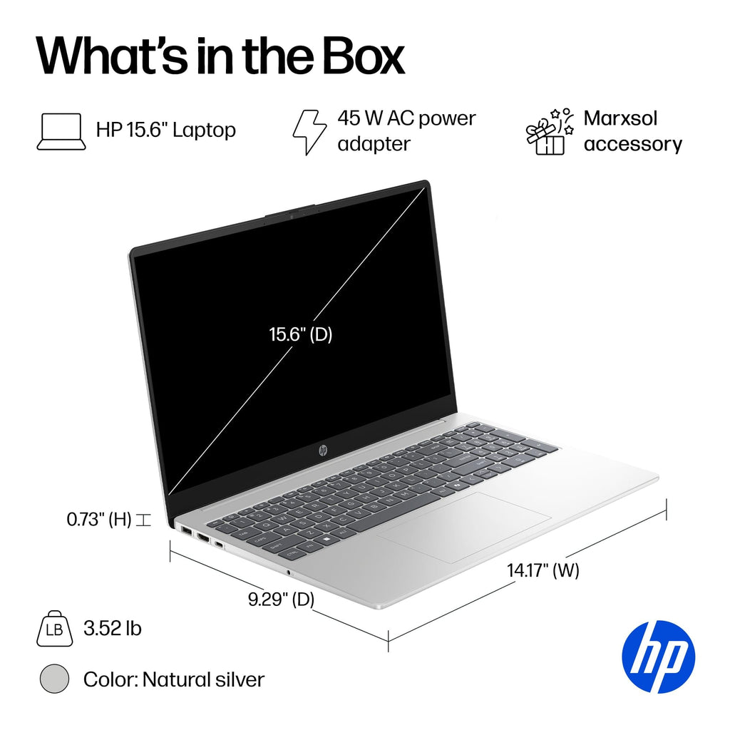 HP Laptop for 2025-2026 Home Student Business, Lifetime MS Office, AI Computer, 15.6” FHD, AMD Ryzen 7, 16GB RAM, 1TB Storage (512GB SSD+500GB Ext), Wi-Fi 6, Privacy Cam, MarxsolAccessory, Win 11 Pro