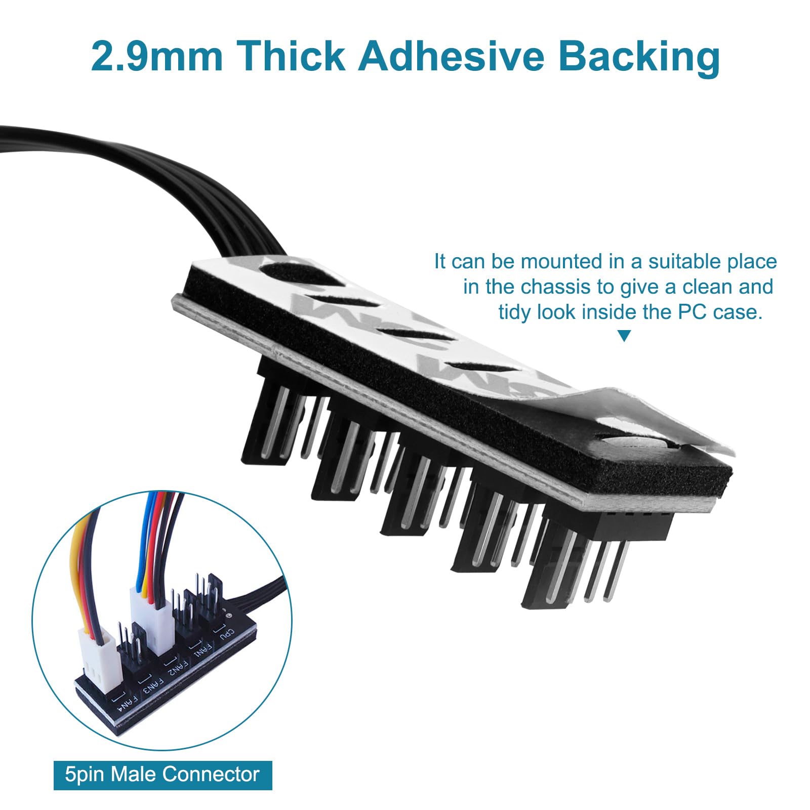 VWEICYY Fan Hub,Compatible 3PIN/4PIN PC Fan Splitter.PWM Fans Hub for Desktop PC Cooling Fans,Computer DIY,1 to 5
