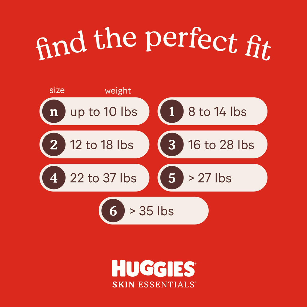 Huggies Size 2 Diapers, Skin Essentials Baby Diapers, Size 2 (12-18 lbs), 192 Count (3 Packs of 64), Packaging May Vary