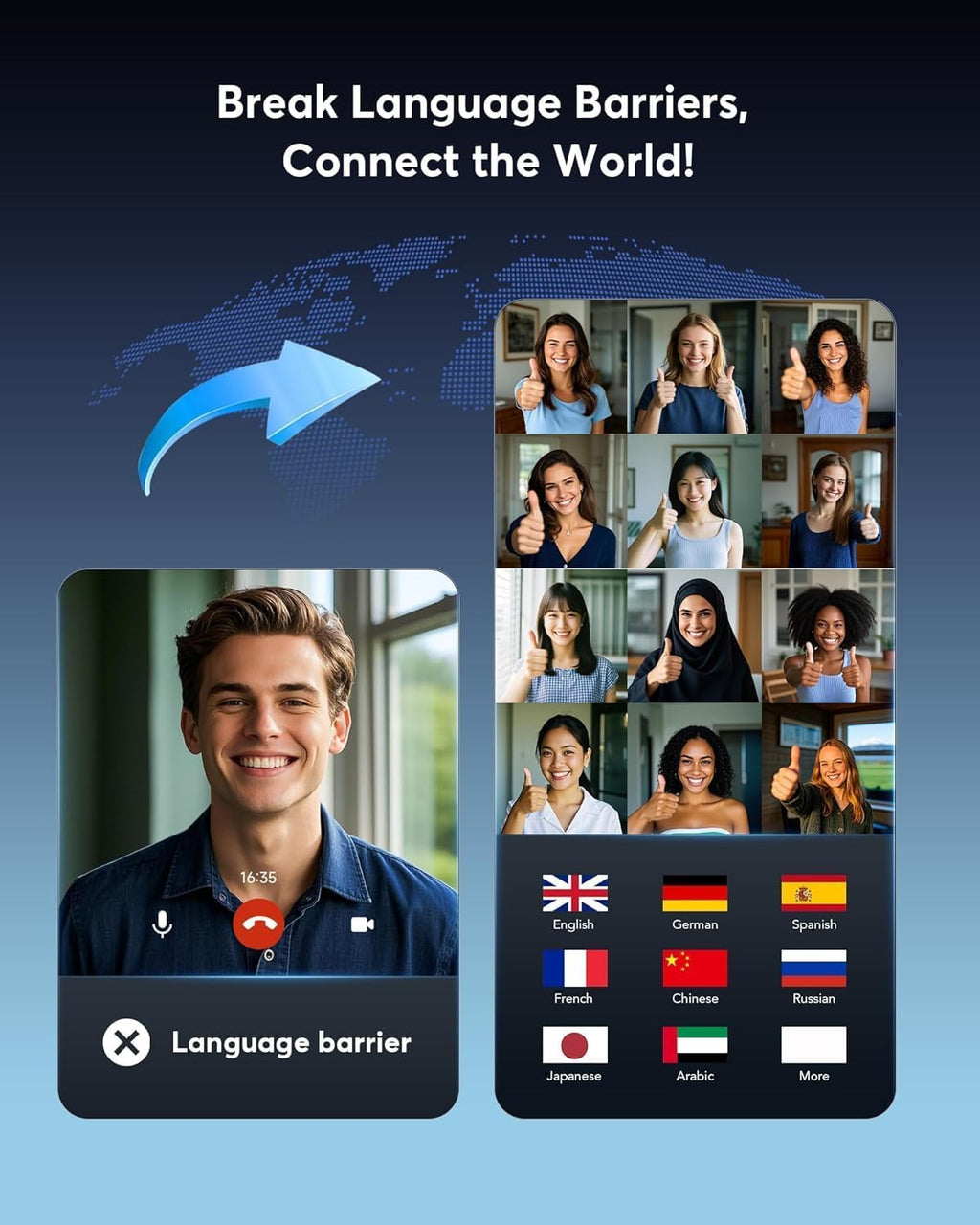 Real-Time AI Translation Earbuds, 198 Language Translator Earbuds, Audifonos Traductores Inglés Español, 3-in-1 Translating Earbuds for Travel, Meetings & Language Learning, with Charging Case