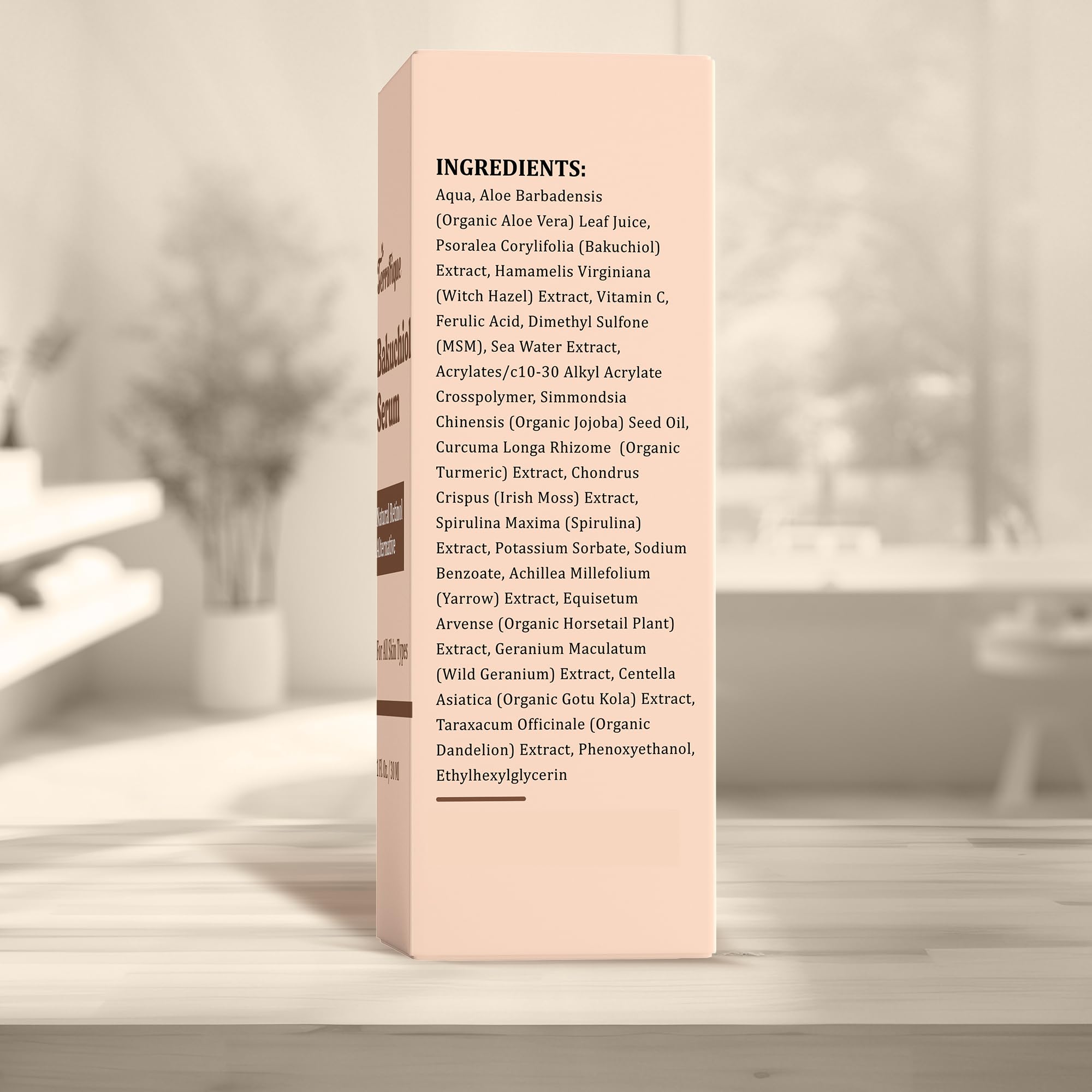 Terrafique Bakuchiol Serum - Retinol Alternative - Hydrating and Moisturizing - Can be Used on Sensitive Skin - Anti Aging - Also Contains Aloe, Witch Hazel, Centella, Spirulina - 1 Fl. Oz.