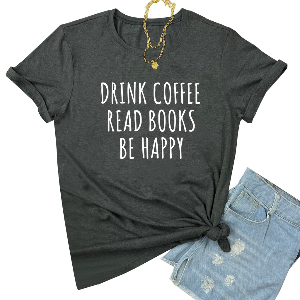 YITAN Women Graphic Tshirts Cute Tees Cotton Tops Dark Grey Small