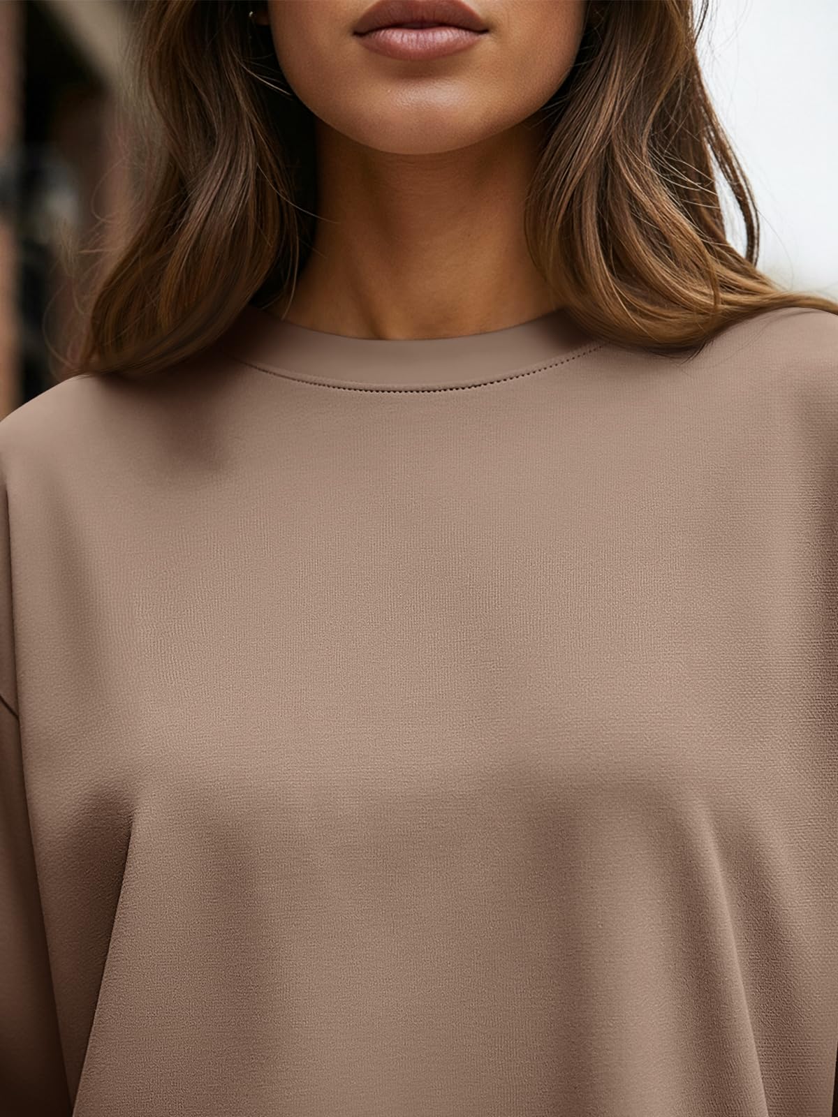 Trendy Queen Womens Oversized Long Sleeve T Shirts 2026 Basic Crewneck Tee Fall Tops Casual Workout Y2K Clothes Khaki M