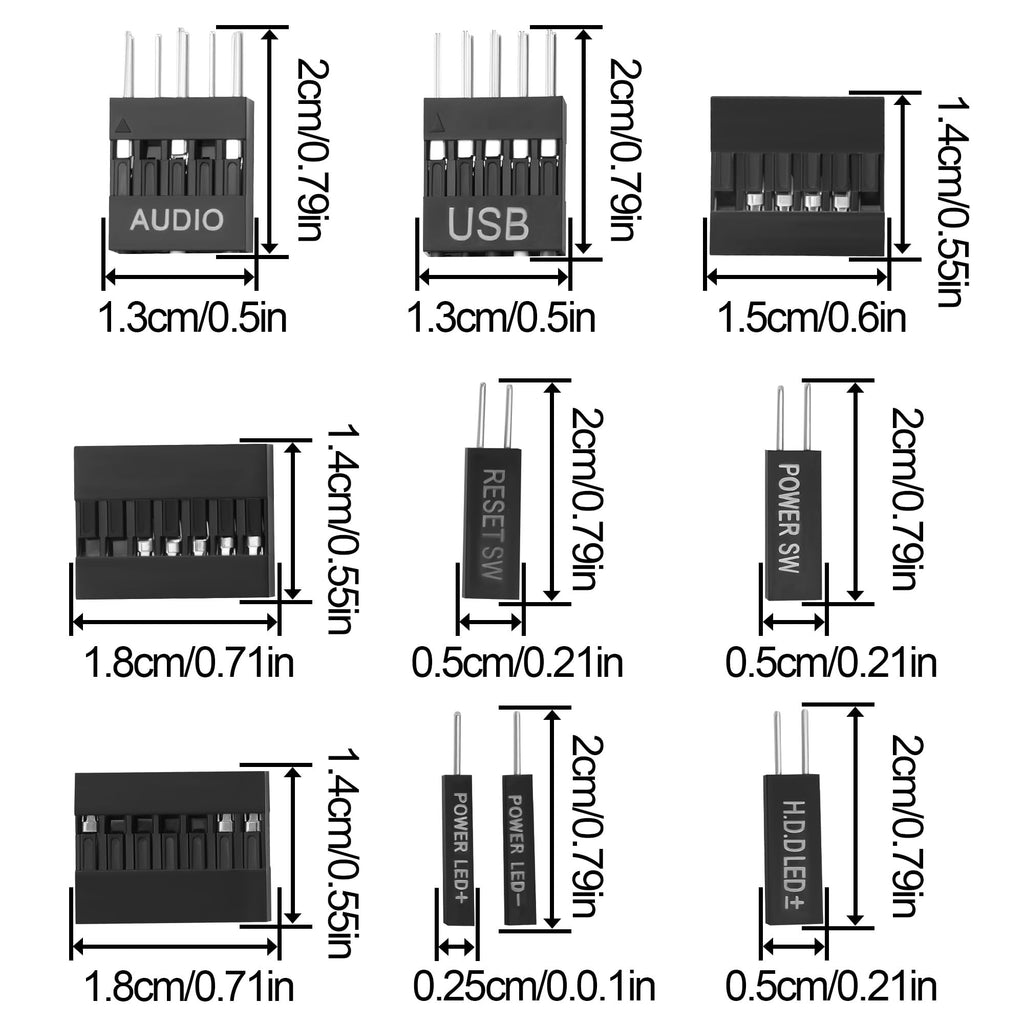 ELFJMZP Motherboard Front Panel Adapter Kit: Power Switch/USB 2.0/Audio Connector for Business Desktop Mainboards (Qitian/Yangtian/ThinkCentre-Compatible) to Standard ATX Case