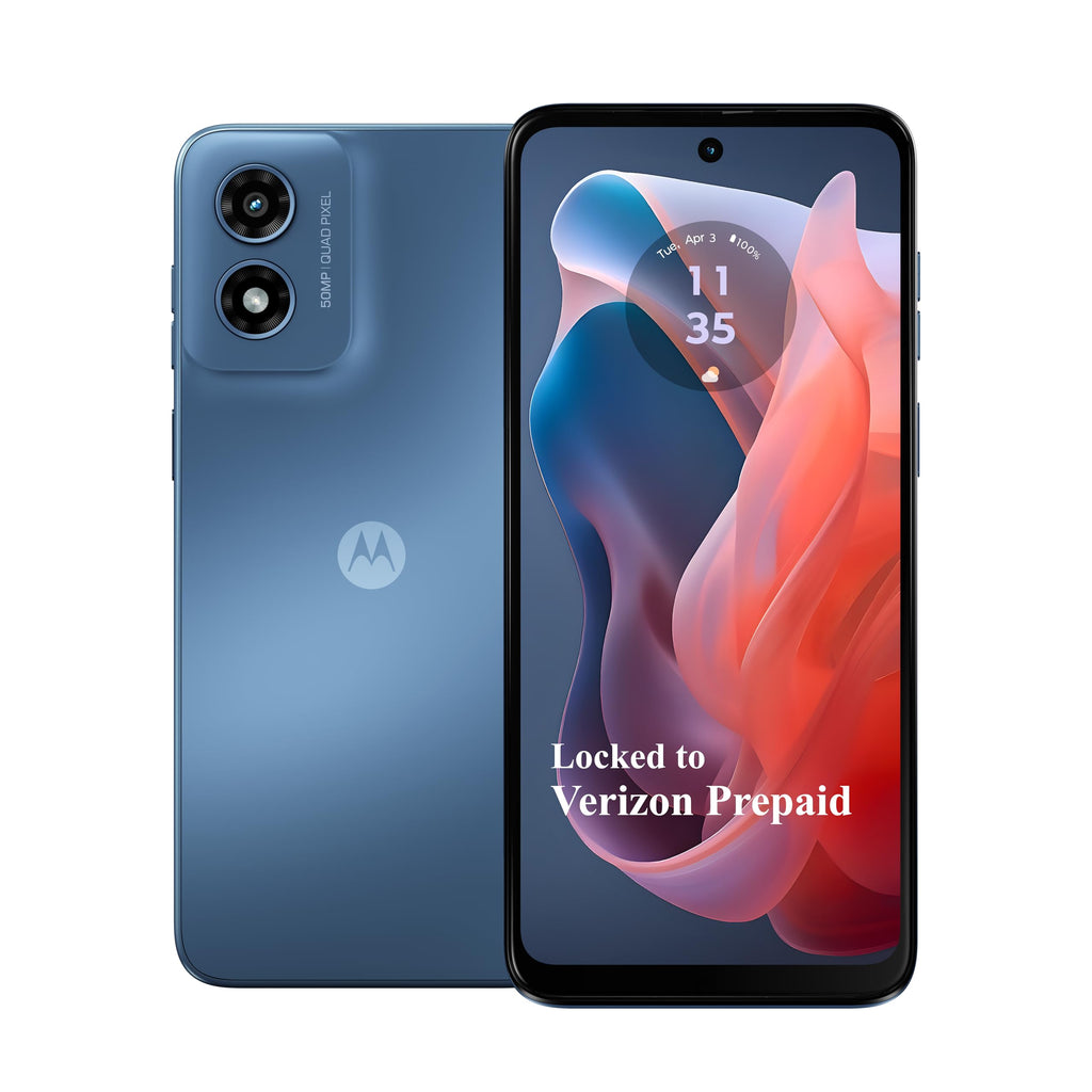 Verizon Prepaid Motorola moto g Play 2024, 64GB, Sapphire Blue - Prepaid Smartphone, 6.5" 90Hz HD+ Display, 50MP Camera System, Long-Lasting 5000mAh Battery - Locked - NOT COMPATIBLE WITH VZ POST PAID
