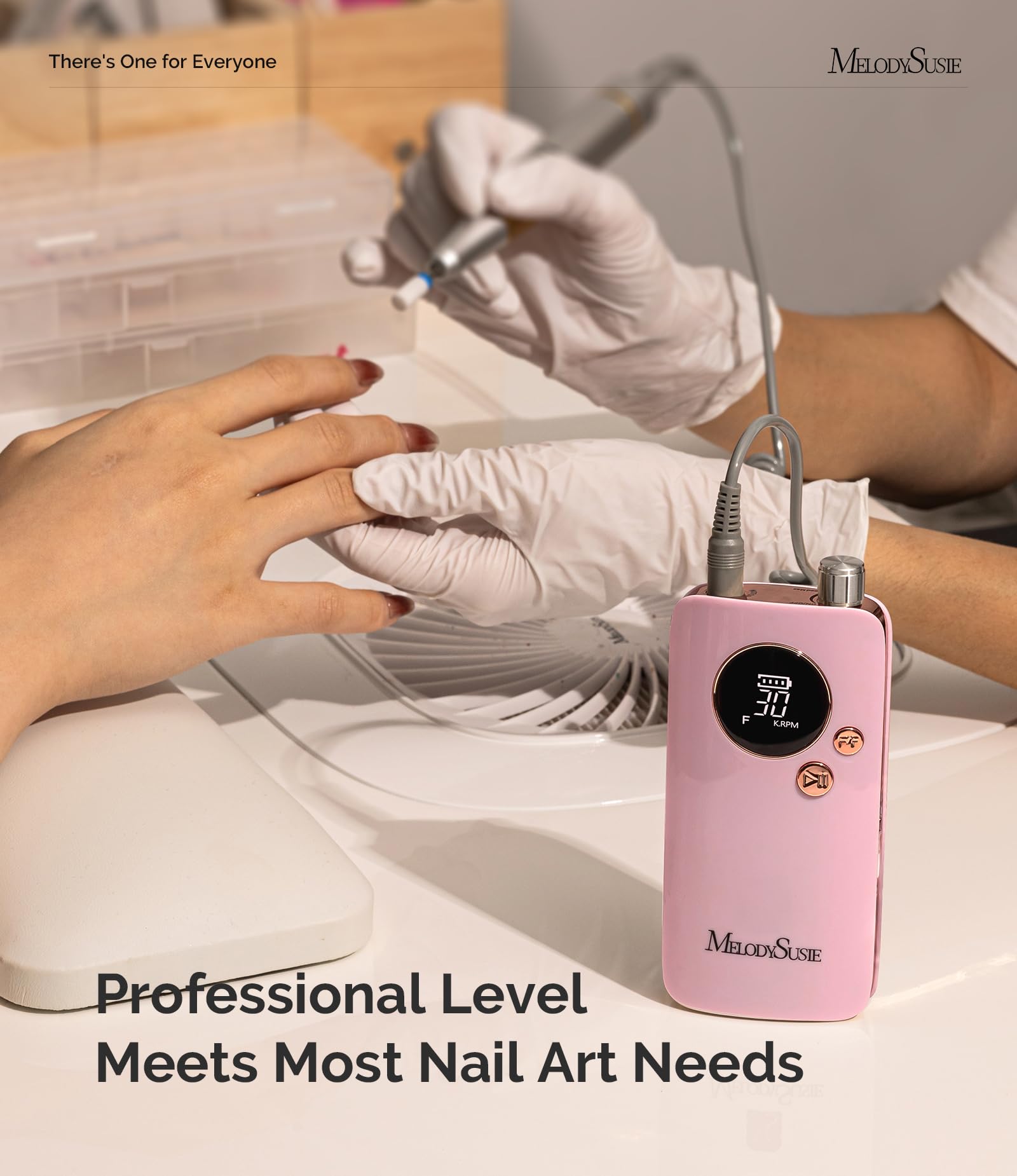 MelodySusie Entry-Level Clip-On Cordless Nail Drill, SC320F 30000RPM E-File with Pastel & Colorful Aesthetic Design for Manicure Shaping & Gel Removal, Ideal for Training, Nail Art Practice & Home Use