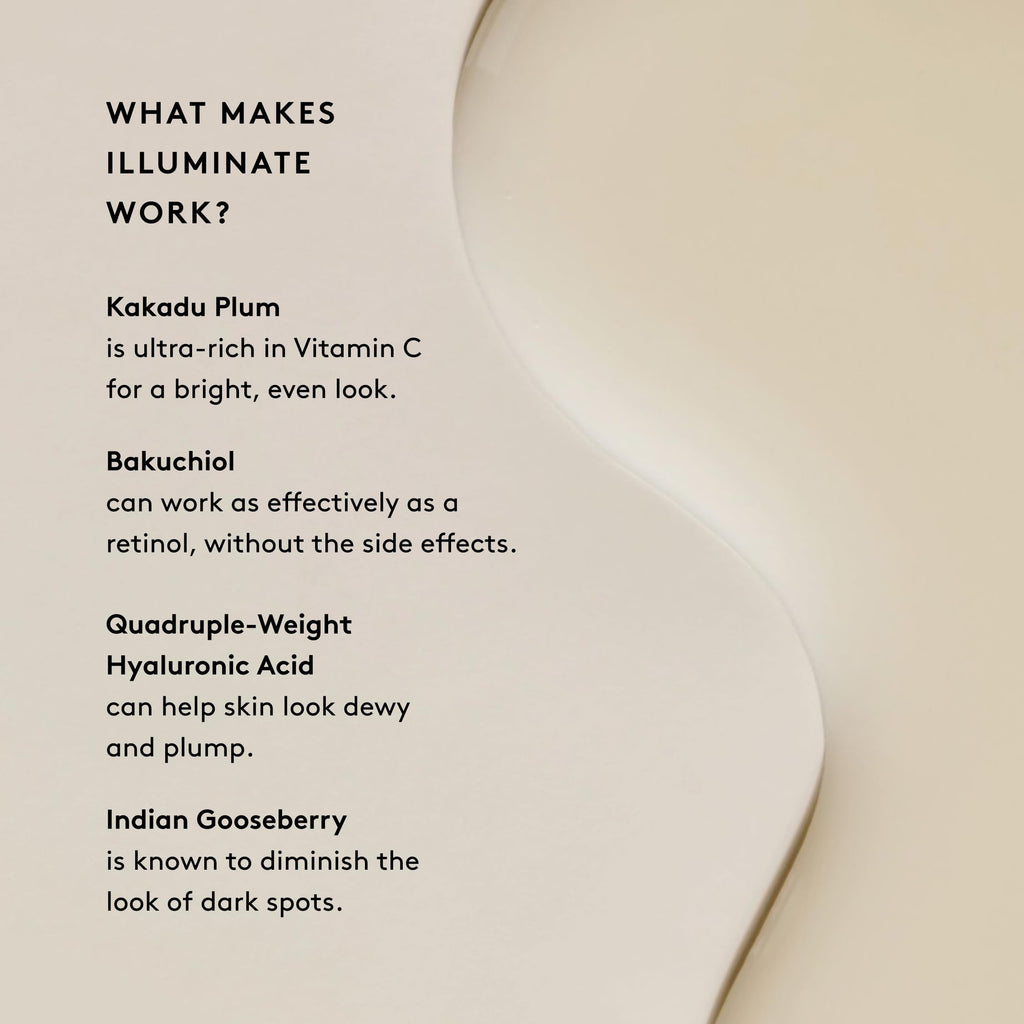 Naked & Thriving Illuminate BC+ Face Serum | Hyaluronic Acid, Vitamin C, Bakuchiol | Organic, Vegan, & Naturally-Derived Skin Care | For Mature Skin, Visible Spots and Wrinkles (1.0 fl oz/30 mL)