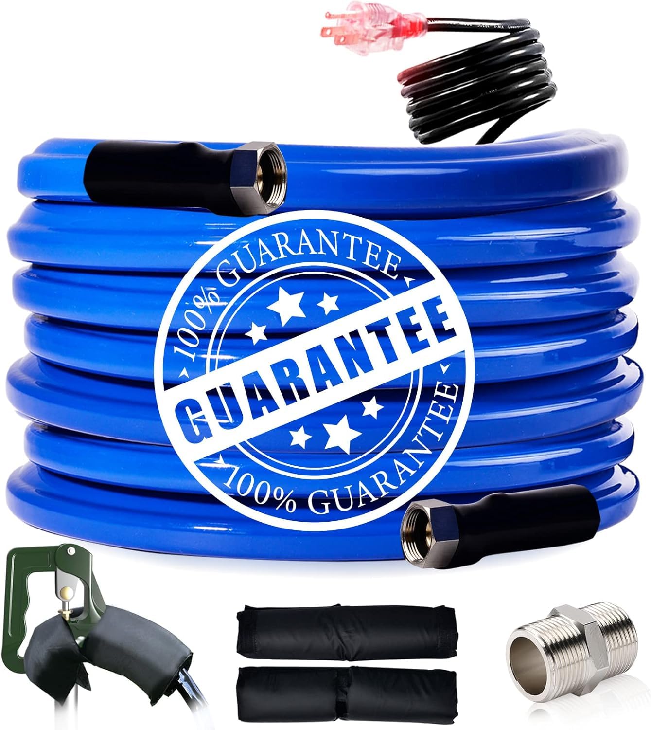 REHOSEUP 30FT,15FT, Heated Water Hose for RV,-45 ℉ Anti-Freezing Heated Drinking Water Hose，Electrically Heated Hoses of Rv Accessories for Camping/Garden/Farm/Henhouse/Stble（30FT）
