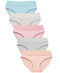 Wealurre Cotton Panties for Women Bikini Underwear Hipster Underpants Lace Briefs Pack(LightColor,L)