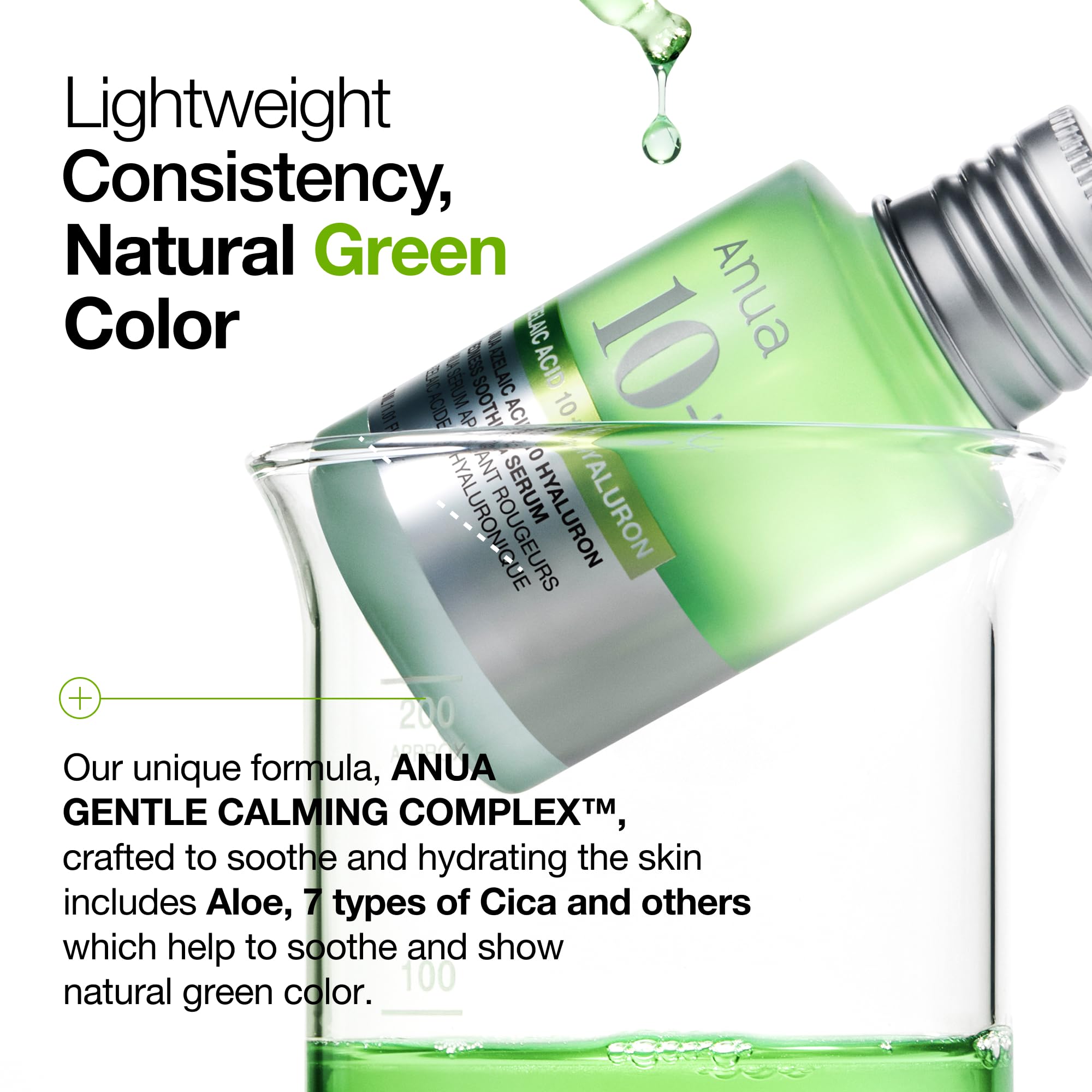 Anua Azelaic Acid 10 Hyaluron Redness Soothing Serum, Facial Serum for Blemish-Prone & Oily-Prone Skin, Lightweight & Hydrating Blemish Care, Hyaluronic Acid, Korean Skincare, 1.01 fl oz.