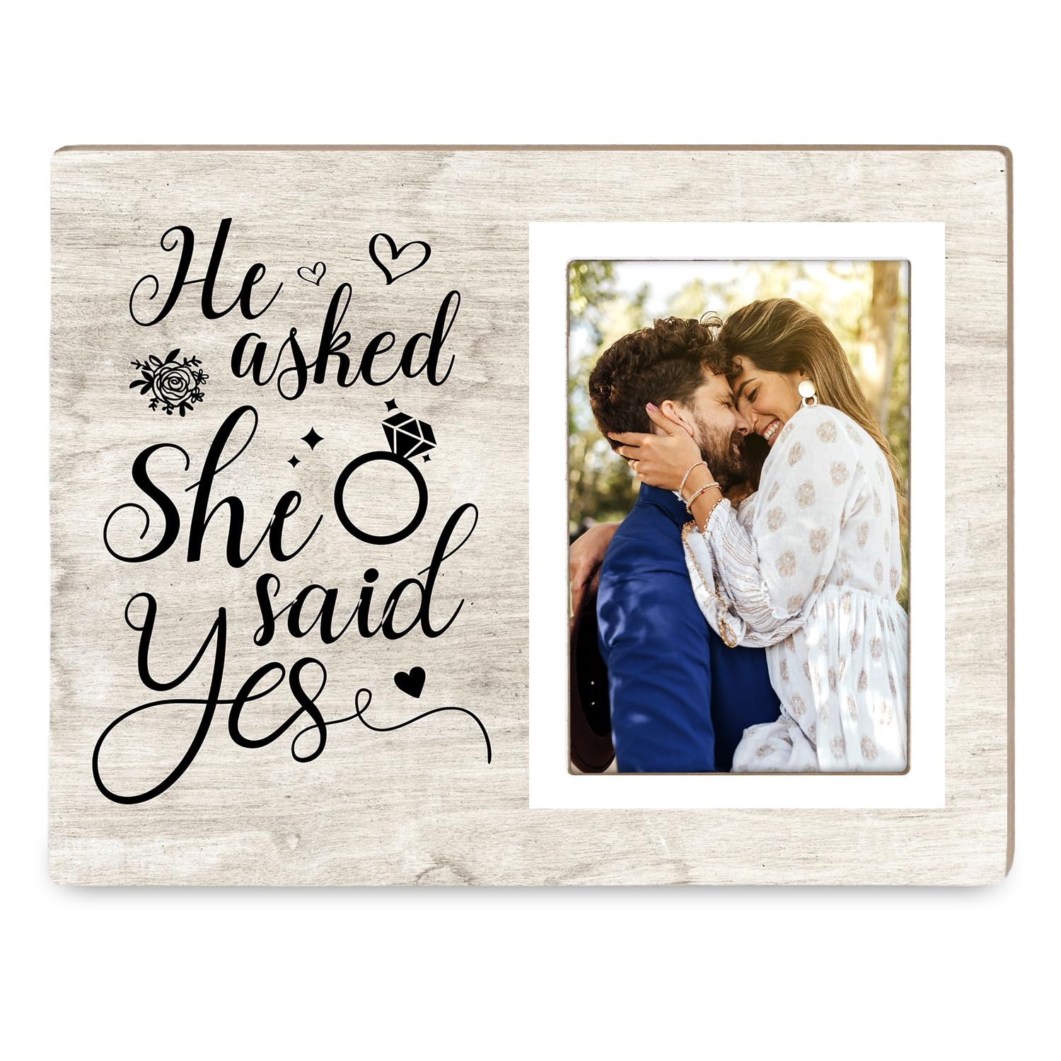 Itsoly Personalized Photo Frame, Wedding Engagement Picture Frame, Engagement Gifts for Couple, Newly Engaged Couples,Engaged Gift for Her, Valentines Gifts