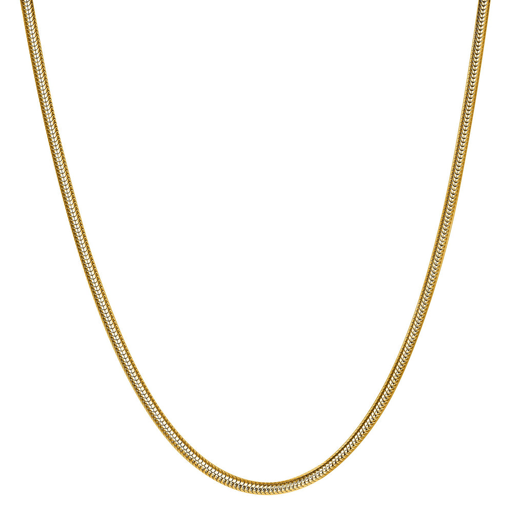 BORUO Waterproof 14K Gold Plated Stainless Steel Snake Chain Necklace | Non Tarnish Gold Necklace 1.5mm with Lobster Claw Clasp 22 Inch