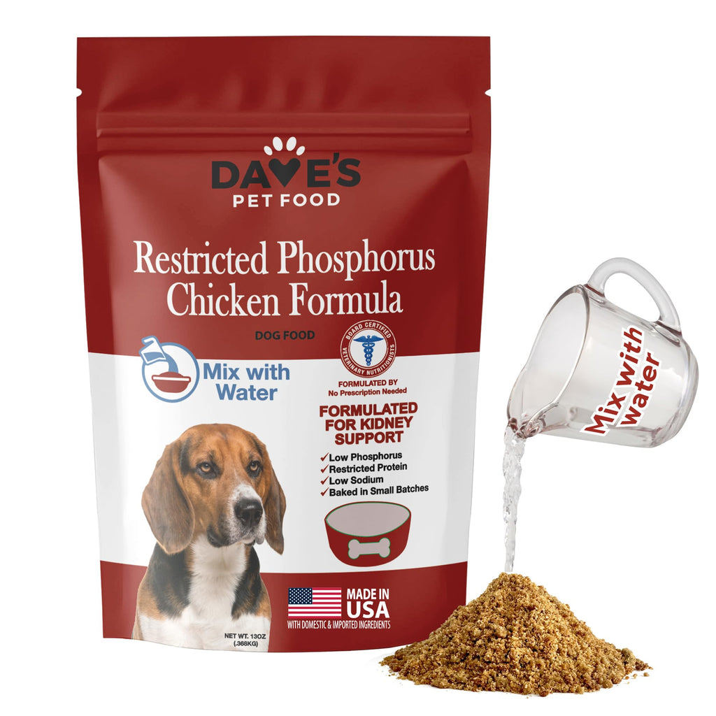 Dave’s Pet Food Kidney Support for Dogs with Renal Support (Chicken Formula Crumble) Non-Prescription Low Phosphorus Restricted Diet Dog Food, Added Vitamins Minerals & Taurine, Vet Formulated (13 oz)