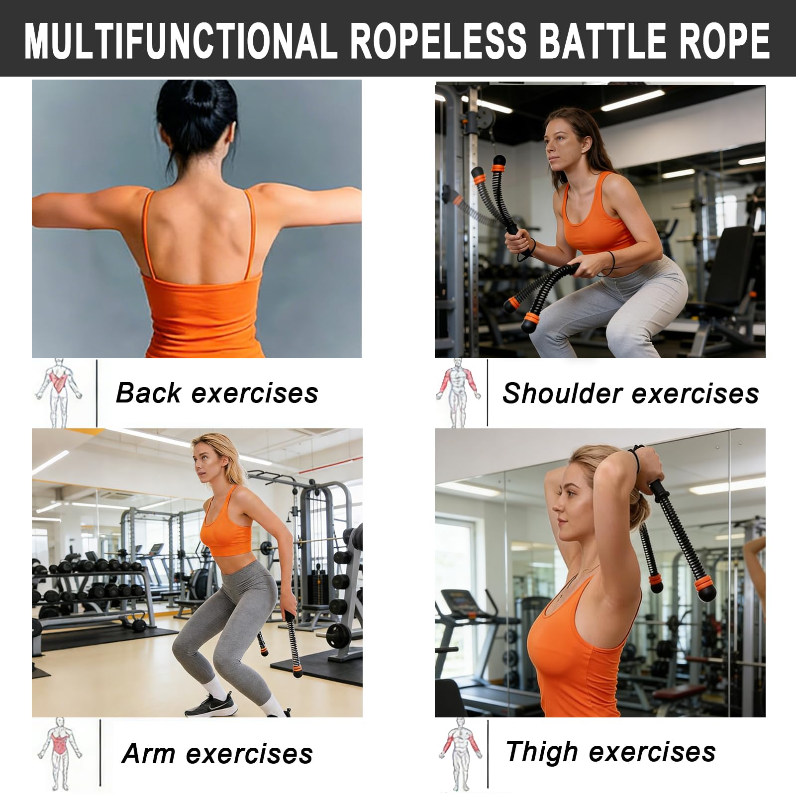 Battle Ropes, for Home Gym, Weighted Cordless Battle Rope, Portable Workout Ropes, Suitable for Low-Impact Cardio Training, Cardio & Muscle Training, Home Gym Equipment for Men & Women