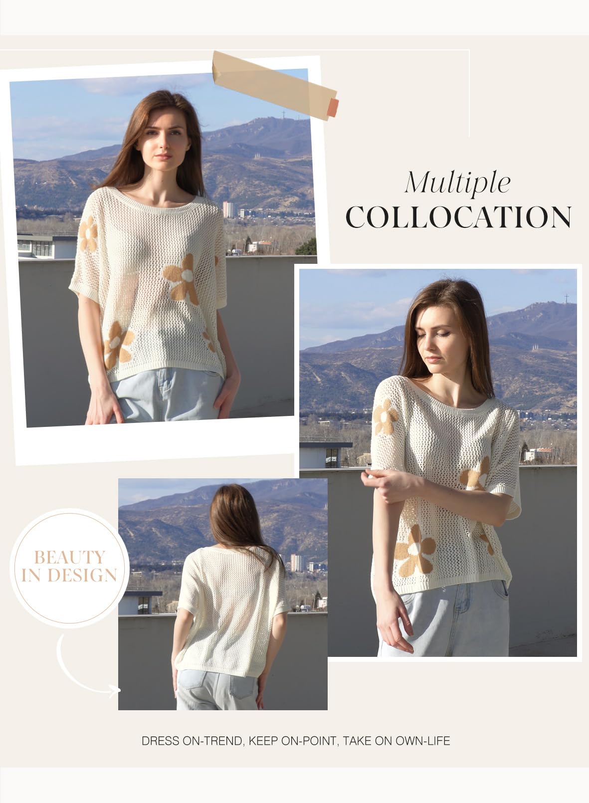 Dokotoo Womens 2026 Floral Summer Crochet Hollow Out Cute Tops Sweaters Tops Spring Off Shoulder Pullover Shirt Lightweight Knit Sweater Blouse Bathing for Women,White Large