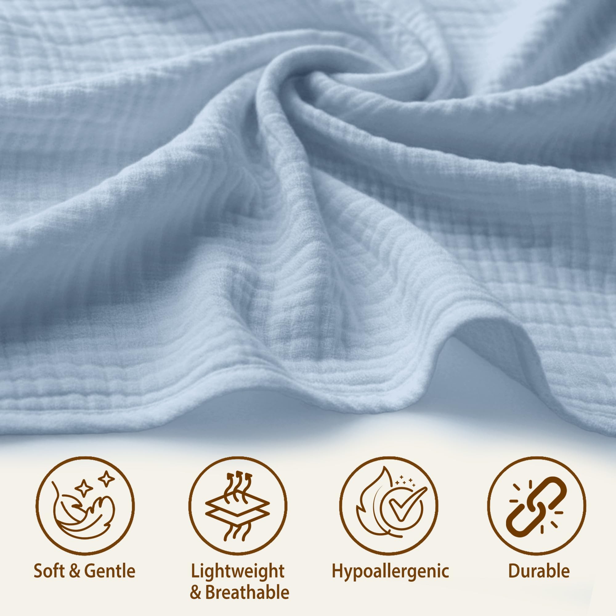 infancie 100% Organic Muslin Cotton Car Seat Cover 35 x 50 Inches Soft Touch Breathable Canopy, Protective Car Seat Cover Baby All Seasons Lightweight Car Seat Cover Travel Comfort (Blue)
