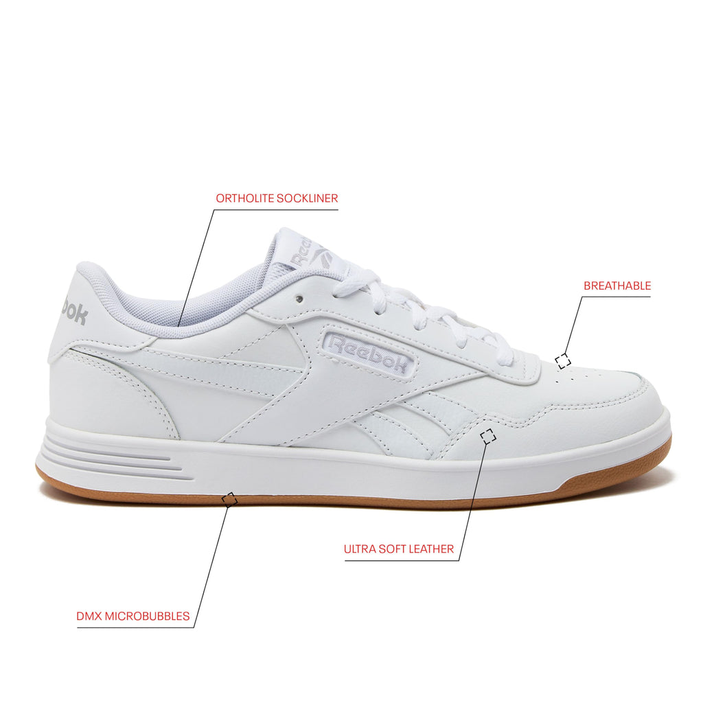 Reebok Court Advance Womens Sneakers - Casual Fashion White Sneakers for Women, Tennis Women's Shoes Size 5 to 11, FFP- Footwear White/Cold Grey 2/Reebok Gum, 6