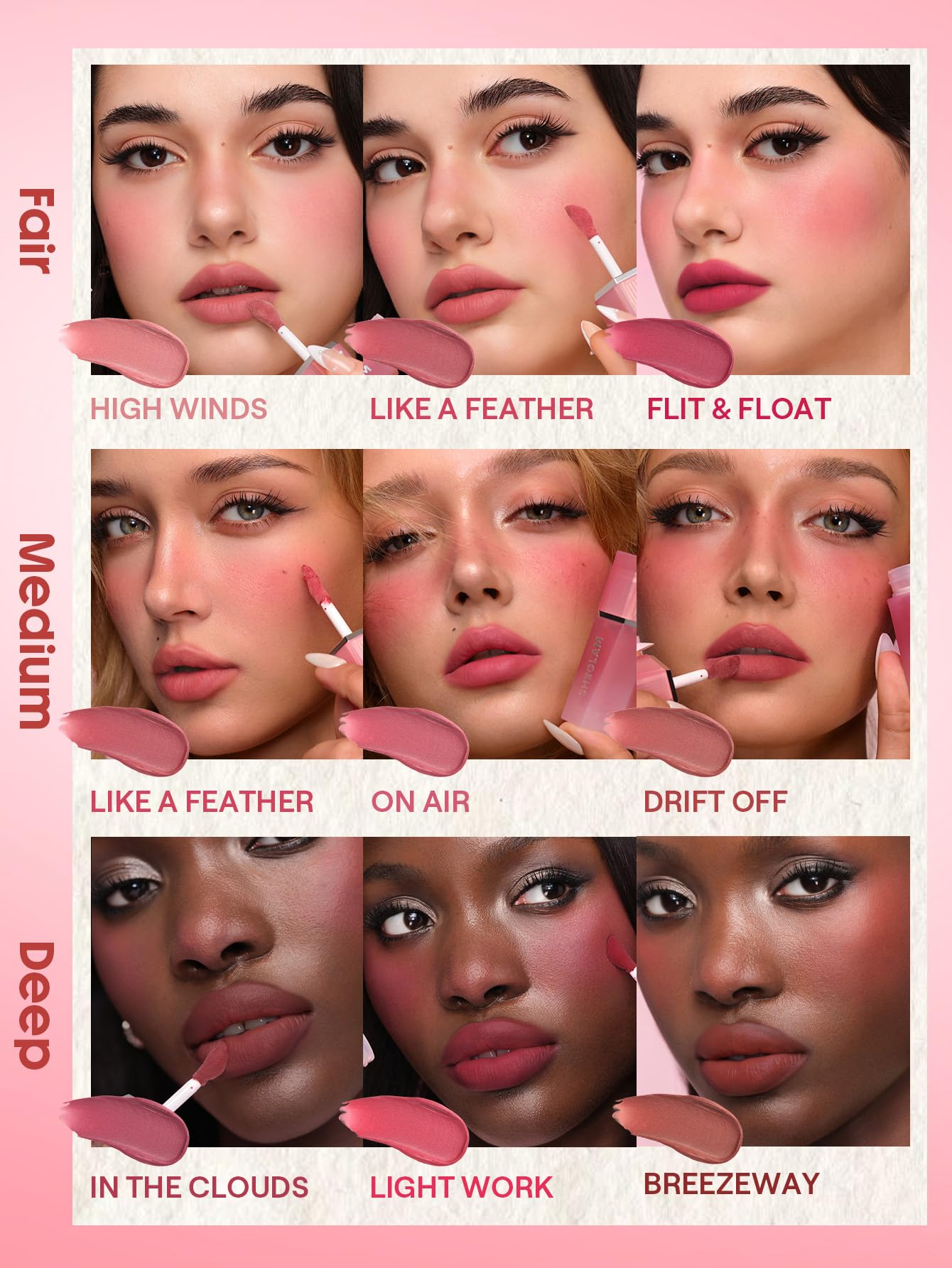 SHEGLAM Air Plush Lip & Cheek Cream Long-lasting Multi-Use Liquid Blush & Lip Stain-025 High Winds