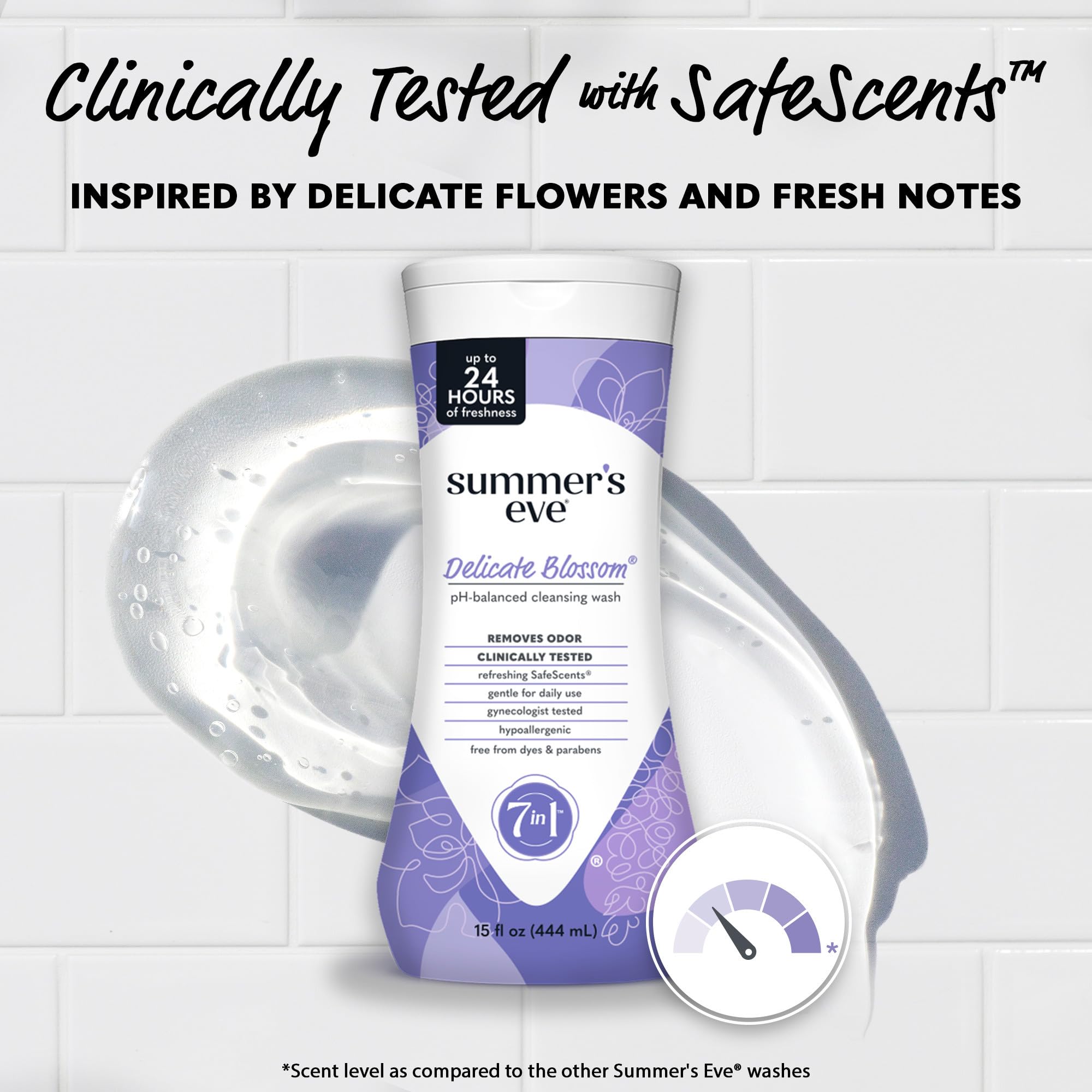Summer’s Eve Feminine Wash, Delicate Blossom, Daily pH-Balanced Body Wash for Women, Feminine Care to Remove Vaginal Odor, Gynecologist Tested, 15 Fl Oz