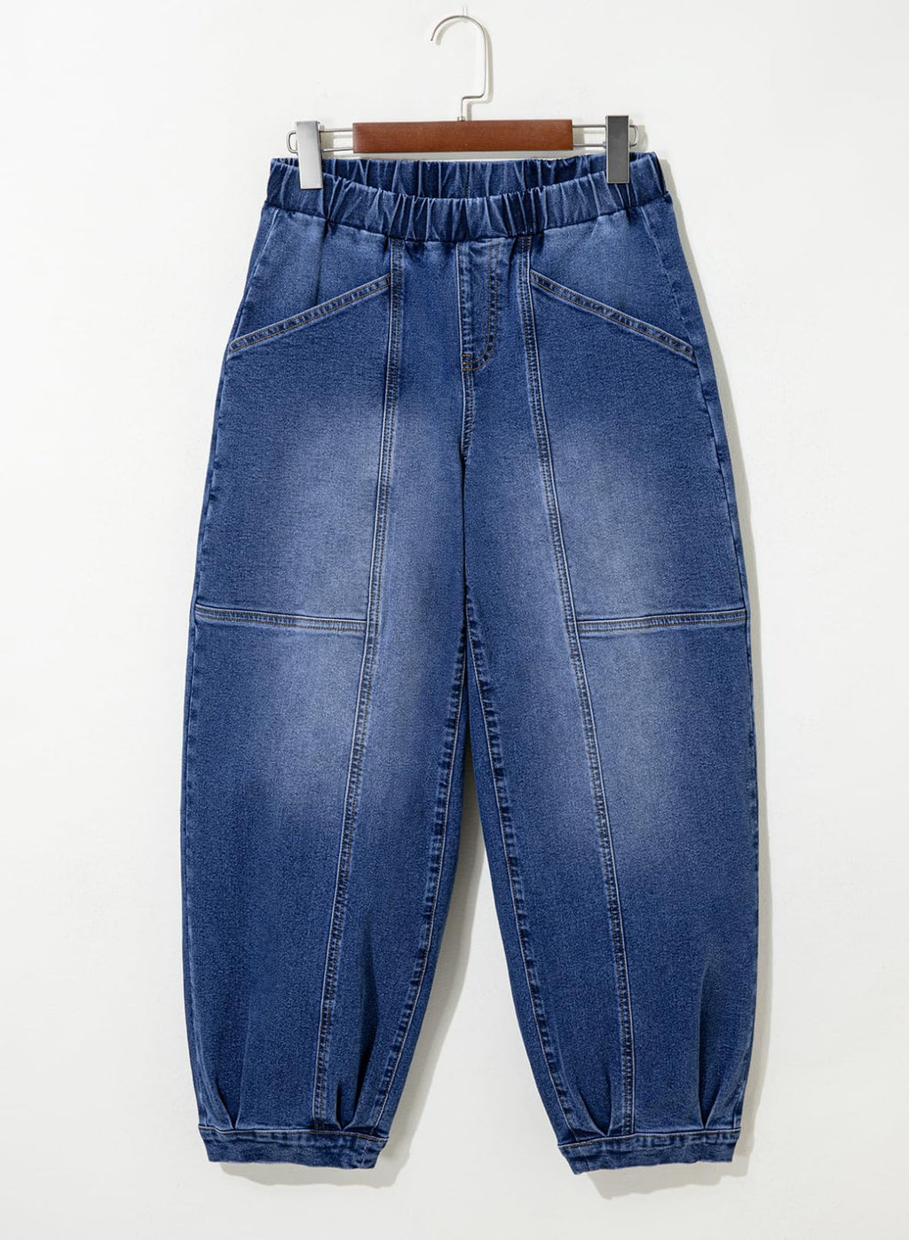Sidefeel Mid Rise Barrel Jeans for Women Wide Leg Mid Waist Cropped Denim Pants Y2k Baggy Boyfriend Jeans with Pockets Dark Blue Size 14