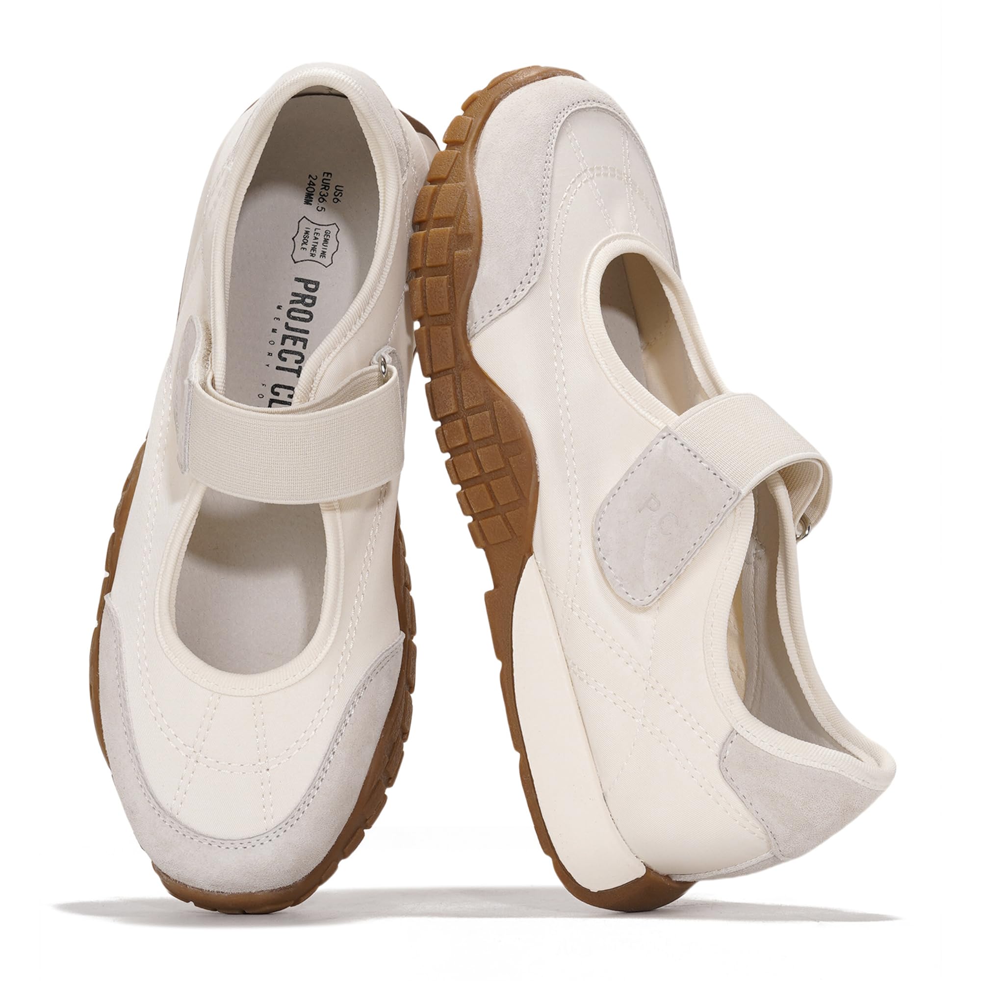 Project Cloud Womens Shoes - Lightweight Mary Jane Shoes Women with Memory Foam Insole - Non Slip Flats for Women Footwear - Women's Fashion Sneakers 2026 (Donna, Whit, 7.5) White