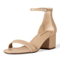 Amazon Essentials Women's Two Strap Heeled Sandal, Beige Faux Leather, 7.5