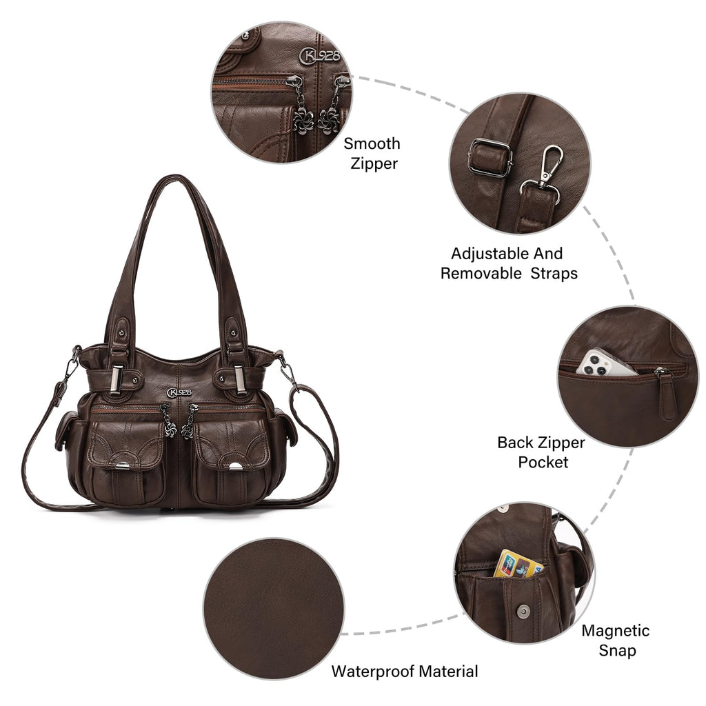 Purses and Handbags for Women Small Hobo Shoulder Bags Soft PU Leather Multi Pockets Tote Bag