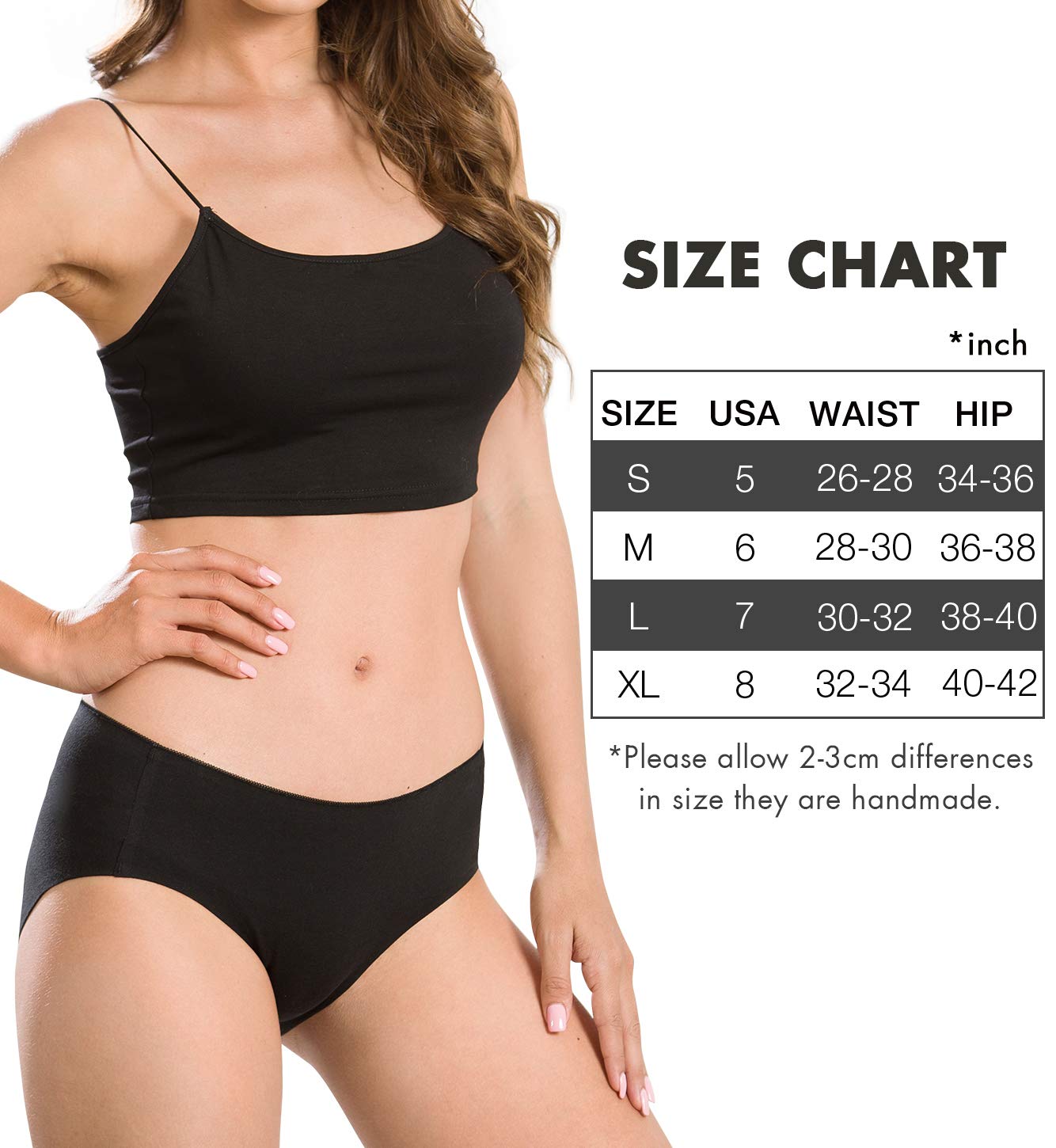 Altheanray Womens Underwear Cotton Underwear for Women Seamless Hipster Bikini Briefs Panties 6 Pack(3028S,Black)
