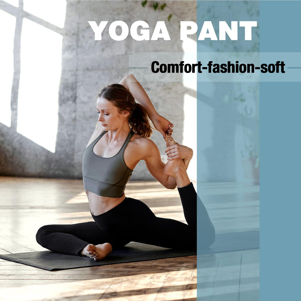 SINOPHANT High Waisted Leggings with Pockets Women, Full Length Capri Buttery Soft Stretchy Yoga Pants(Full Black,L-XL)