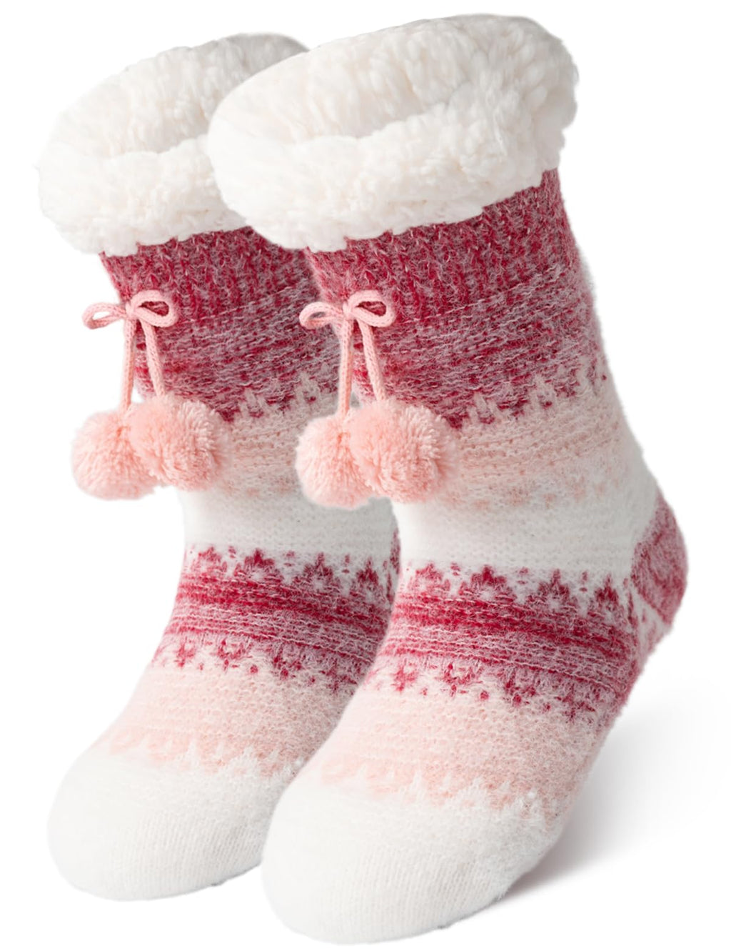 Zpophue Fuzzy Slipper Socks with Non-Slip Grippers for Women & Men - Valentines Fluffy Socks with 2 Sizes