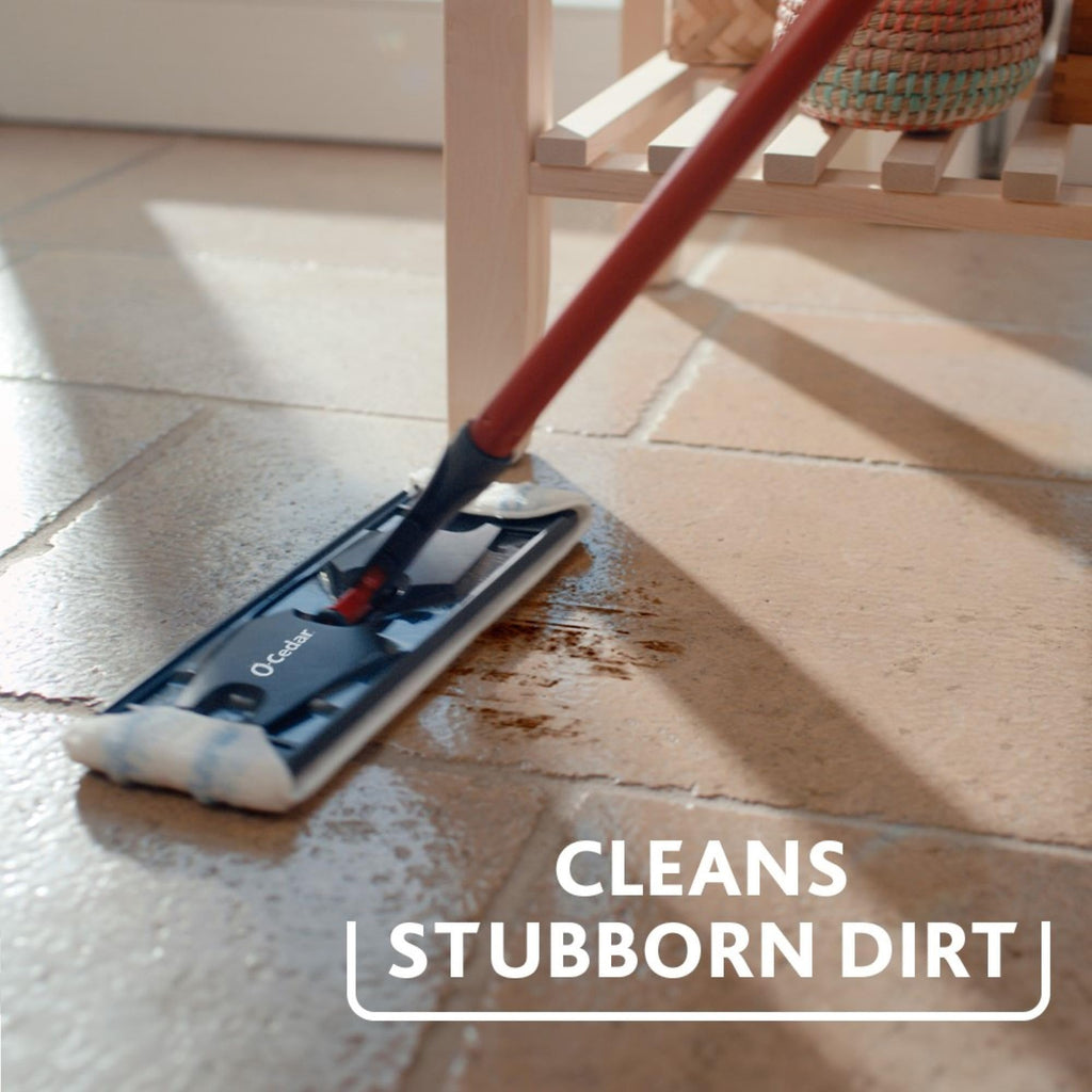 O-Cedar H2prO Flat Mop System | Quick Cleaning Tool | Clean with Clean Water | Machine Washable Reusable Microfiber Mop Pad | Safe on Wood Floors, Vinyl, Tile, Baseboards, Walls