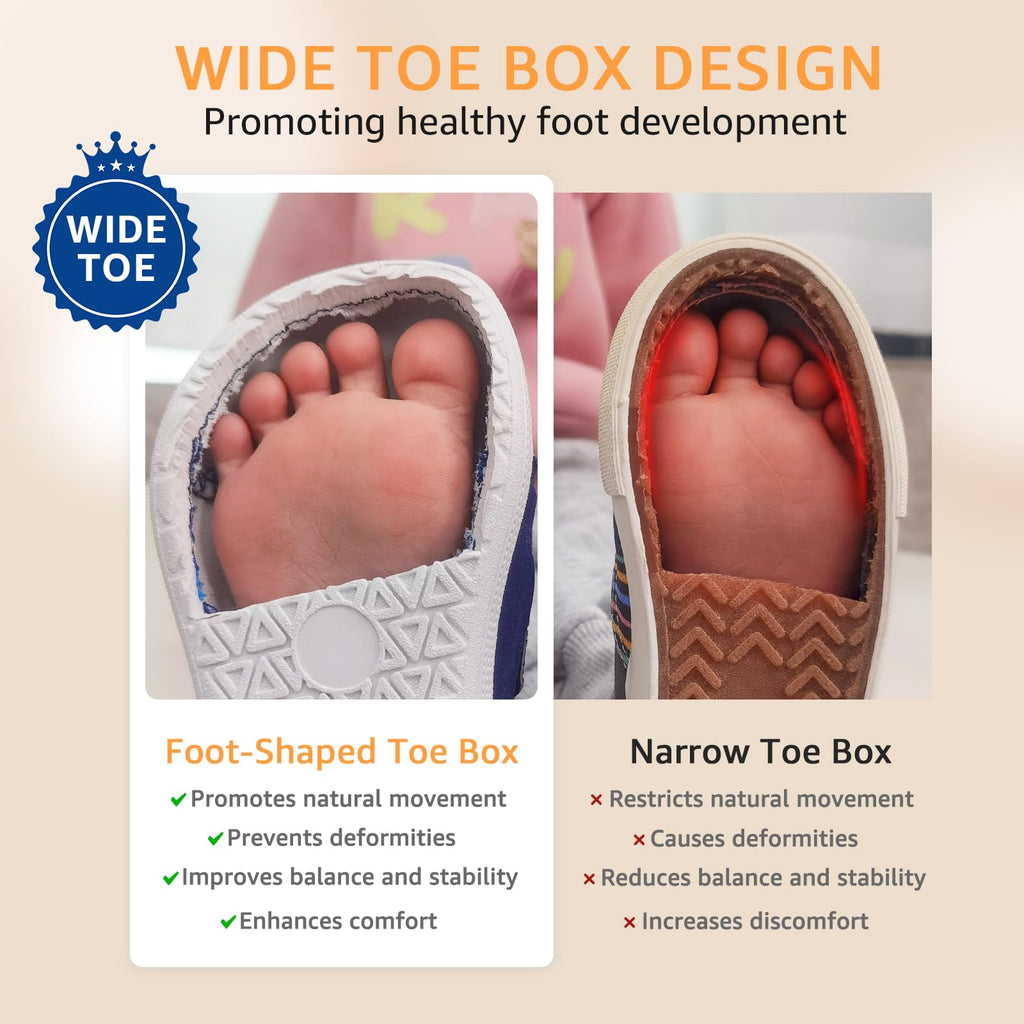 Toddler Wide Toe Box Shoes Boys Barefoot Shoe Boy Sneakers Kids Tennis Shoes Preschool Non Slip Lightweight Comfortable First Walking Running Outdoor Activities Navy White Infant Size 4