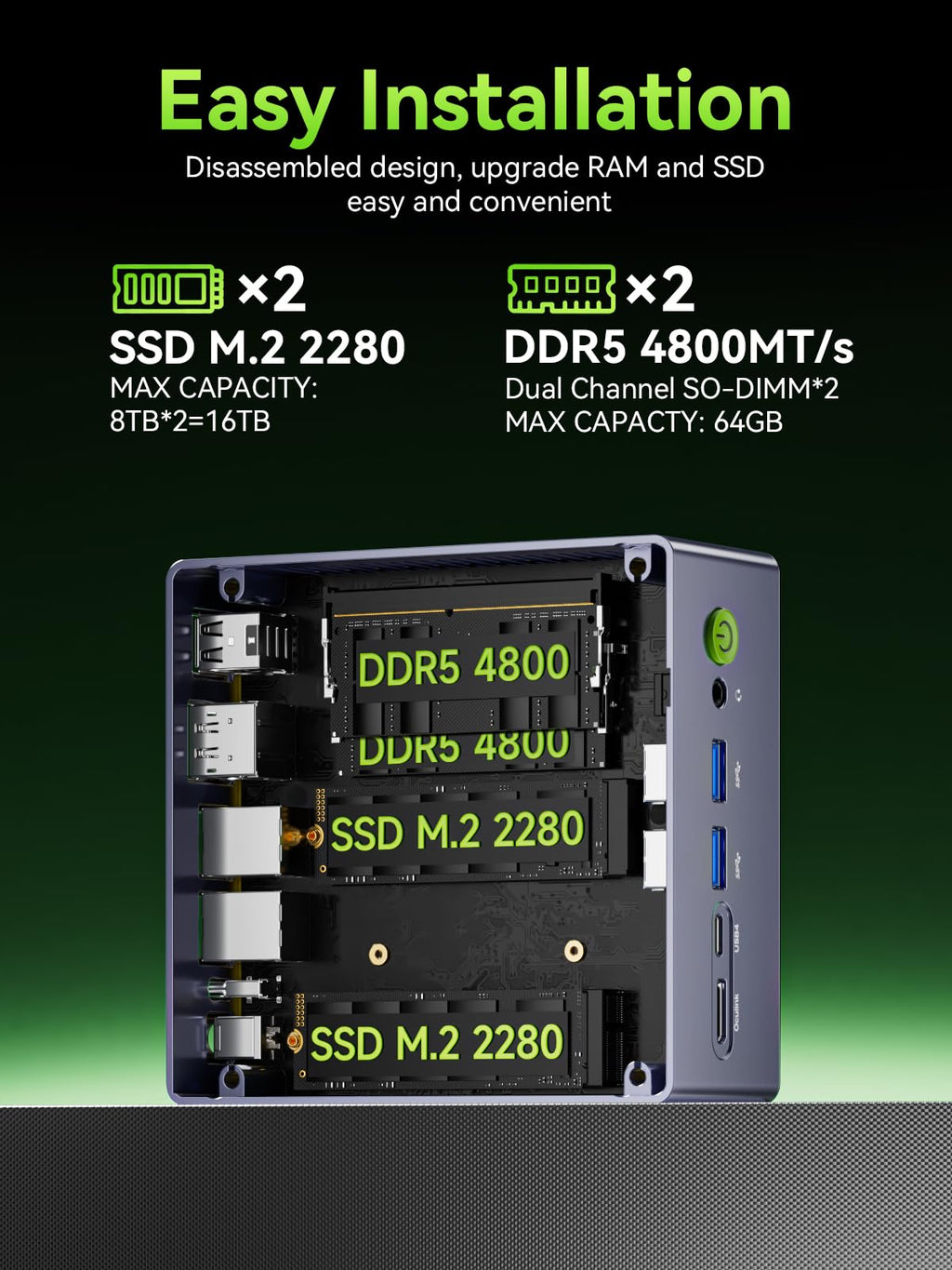 GMKtec Mini PC Gaming M7 Ultra Ryzen 7 PRO 6850U 16GB DDR5 RAM + 512GB Hard Drive PCle SSD Oculink Dual NIC LAN 2.5G Desktop Computer, Dual USB4, HDMI 2.1, USB-C M7 Ultra 16+512