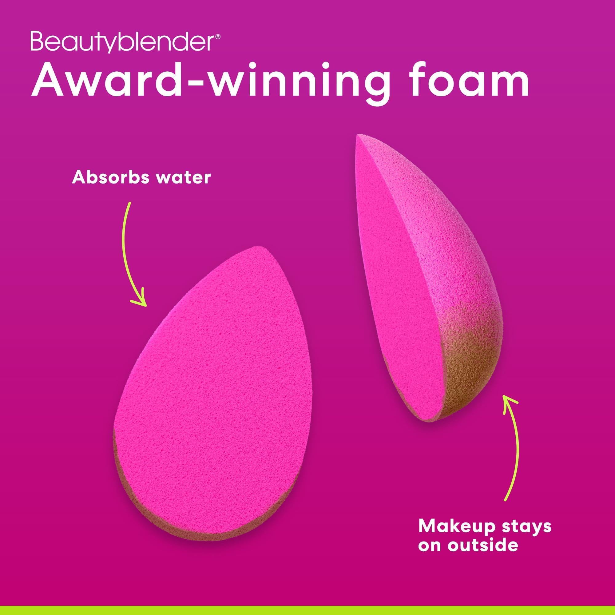 Beautyblender® Original Pink Beauty Blender Makeup Sponge, Super-Soft Foam Easily Blends Foundations, Powders & Creams, Made in USA, Reusable, Washable, Streak Free Application
