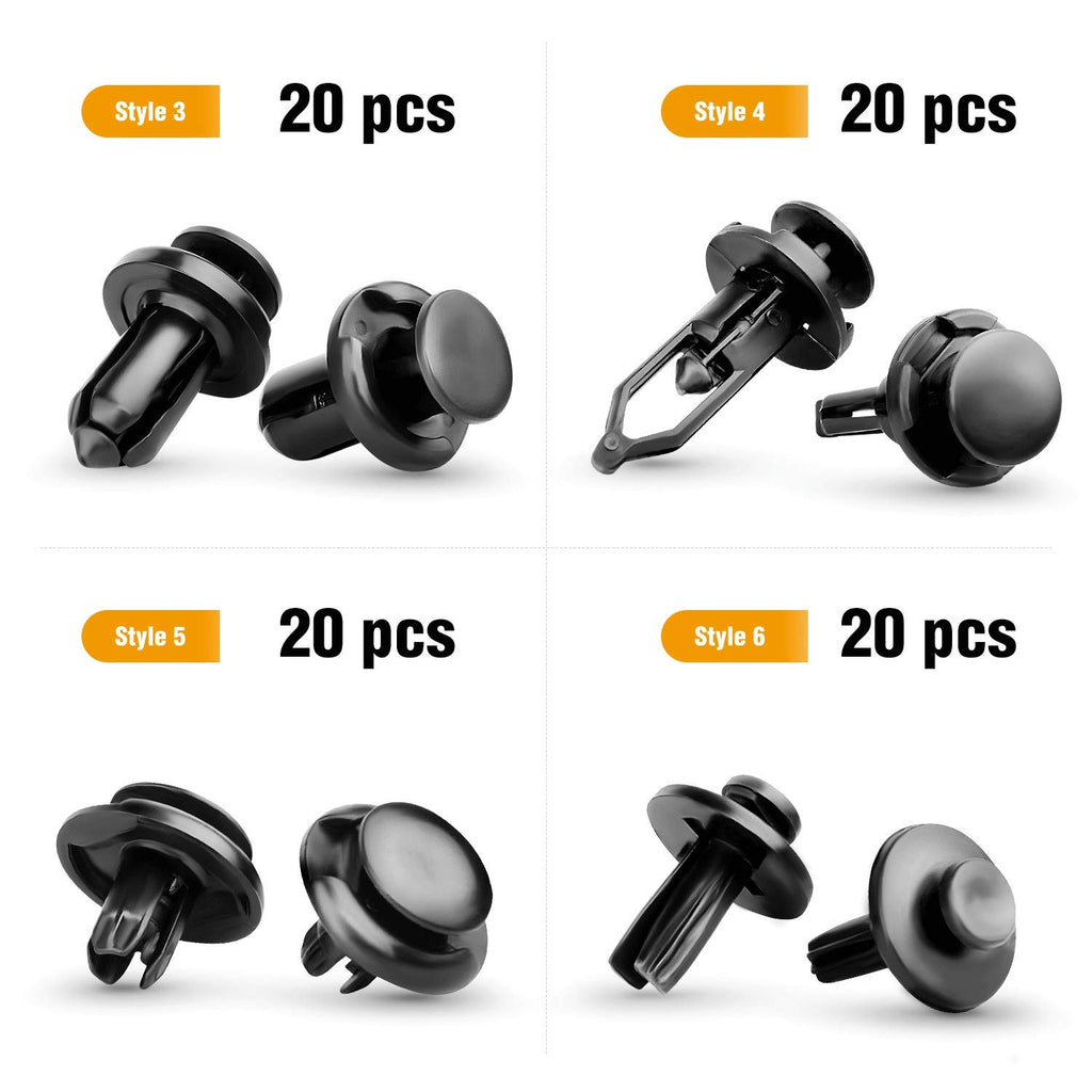 GOOACC GRC-30 120PCS Car Retainer 6.3mm 8mm 9mm 10mm Expansion Screws Replacement Kit Bumper Push Rivet Clips, 1PC Fastener Remover