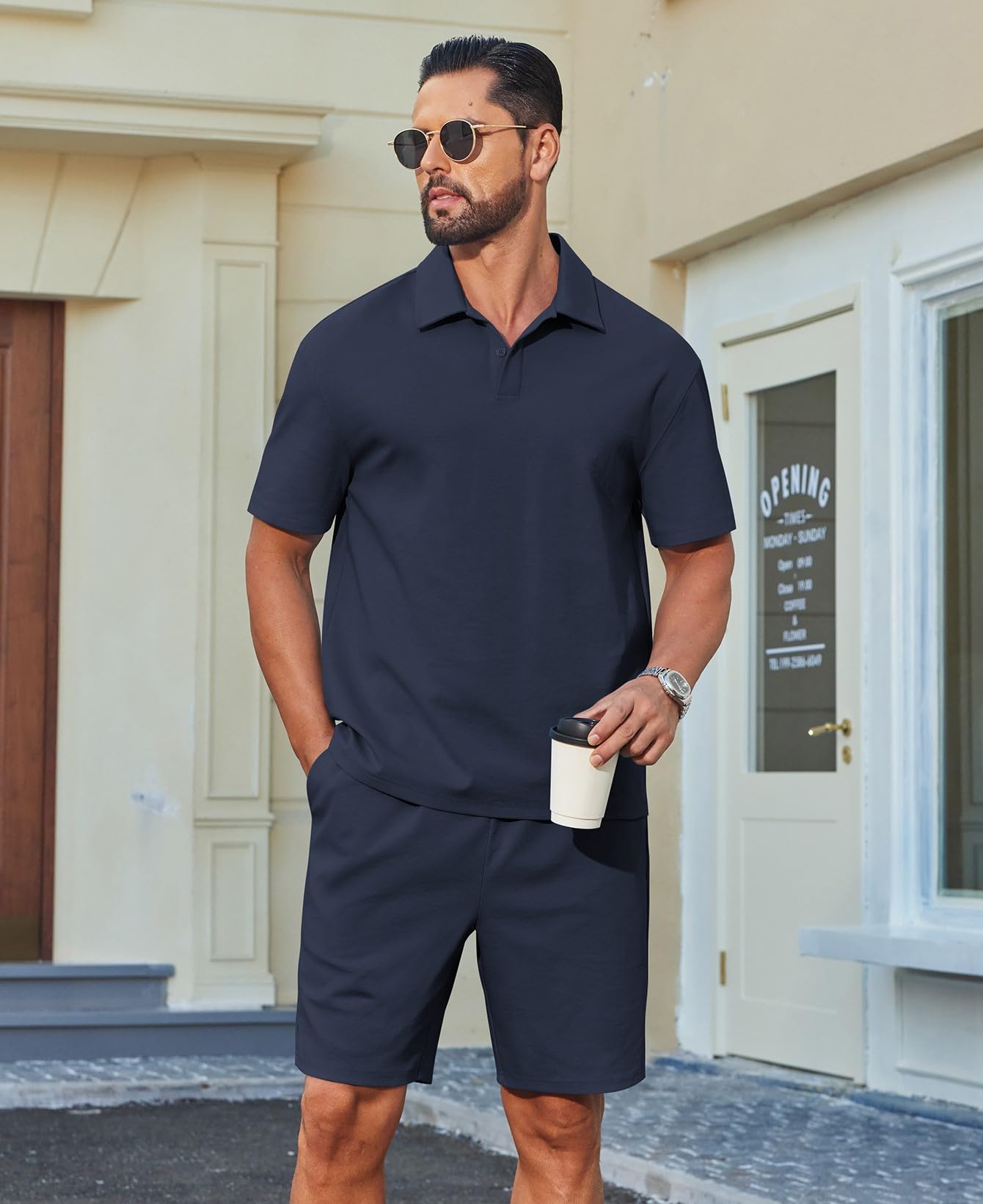 COOFANDY Men's Summer Outfits Short Sleeve Tracksuit T Shirt & Shorts Sets 2 Pockets Oversize Two Piece for Casual Daily