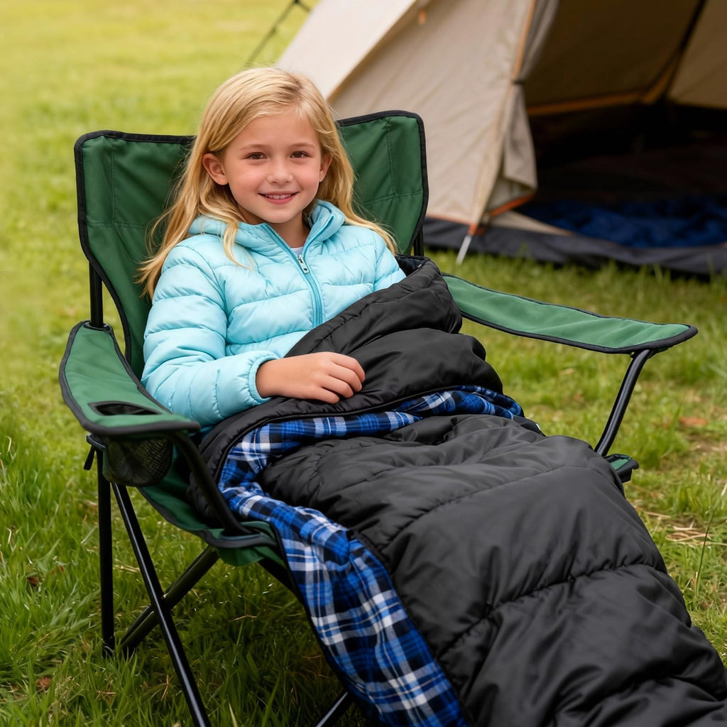 FJALLNOK Warm & Cold Weather Sleeping Bag,100% Cotton Flannel,Extra-Large for Adults & Kids,Lightweight Waterproof for Camping Hiking and Backpacking,Free Compression Sack