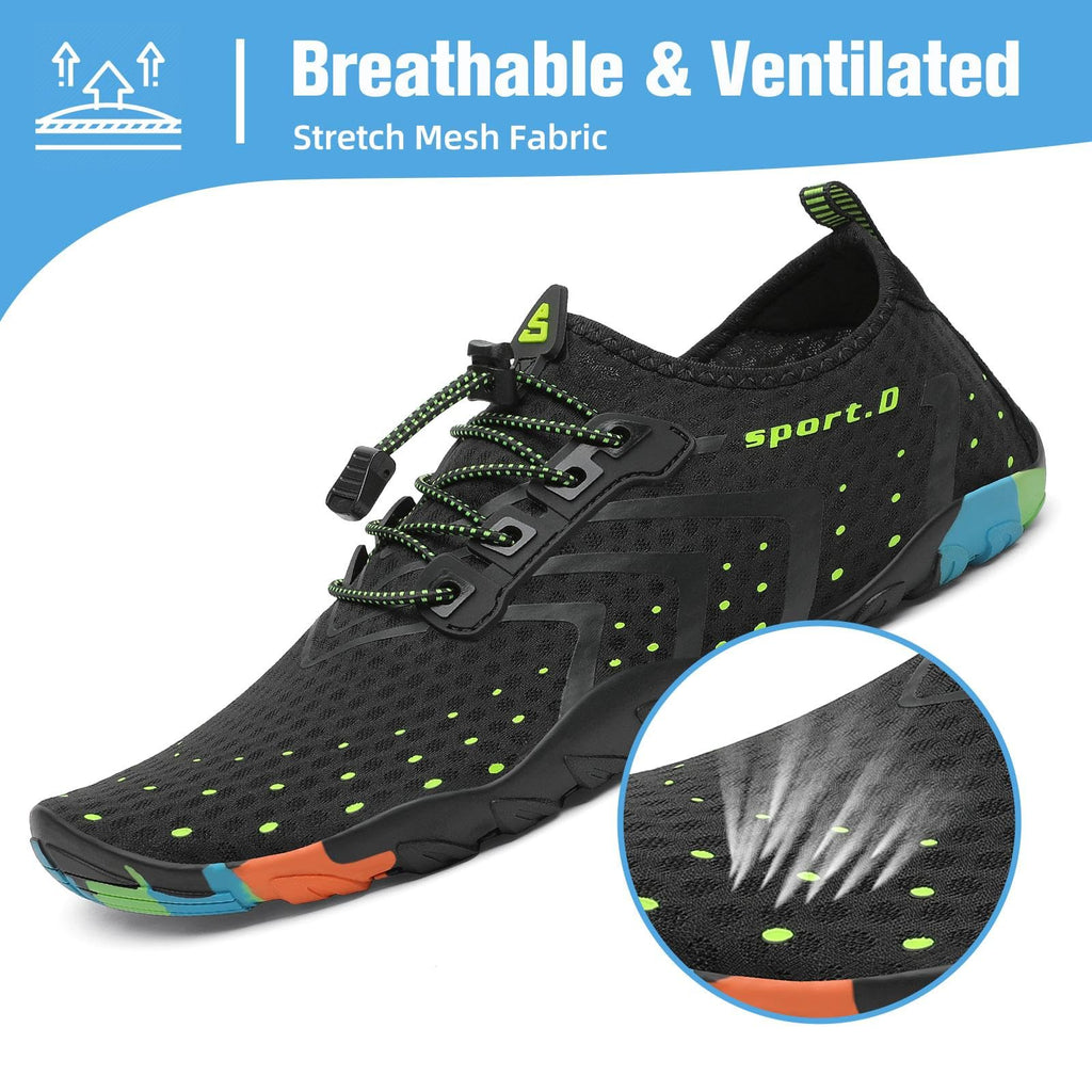 Mishansha Mens Womens Water Shoes Quick Dry Barefoot for Swim Diving Surf Aqua Sports Pool Beach Walking Yoga Black 9.5
