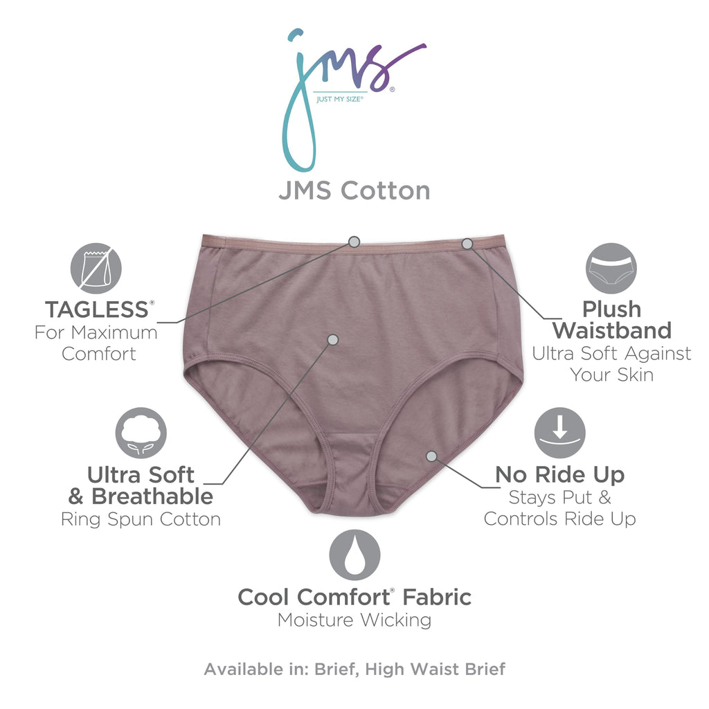 JUST MY SIZE Women's Plus Size Cool Comfort Cotton Brief 10-Pack, Assorted, 11