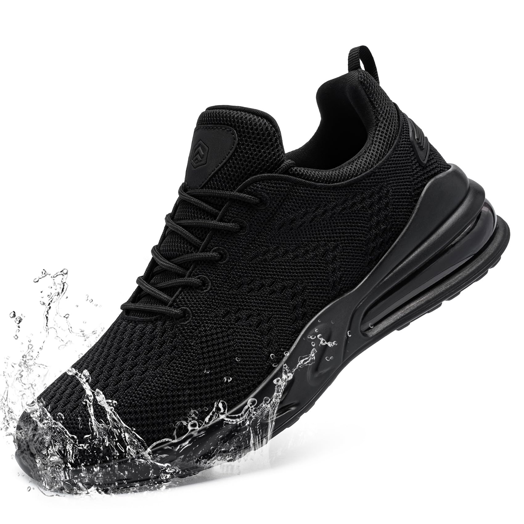 LARNMERN Men Non Slip Work Sneakers Water Resistant Food Service Zapatos Trabajo Antideslizantes Walking Shoes Waterproof Shoes Slip-on, Black 8.5