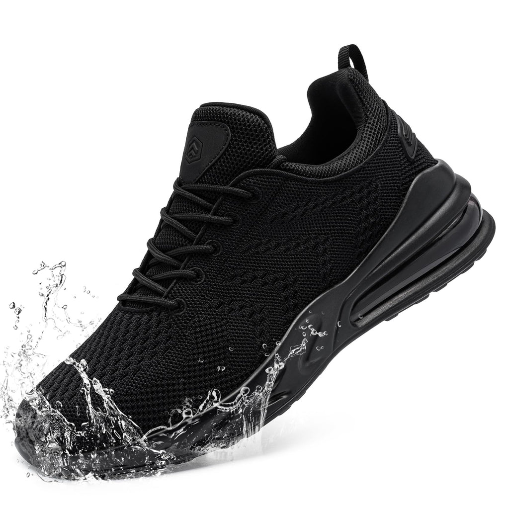 LARNMERN Men Non Slip Work Sneakers Water Resistant Food Service Zapatos Trabajo Antideslizantes Walking Shoes Waterproof Shoes Slip-on, Black 8
