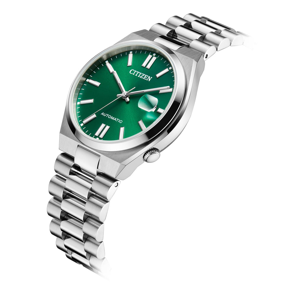 Citizen Men's Automatic Tsuyosa Sport Luxury Watch, Silver-Tone Stainless Steel, Green Dial, 3 Hand with Date, 42 Hour Power Reserve (Model: NJ0150-56X)