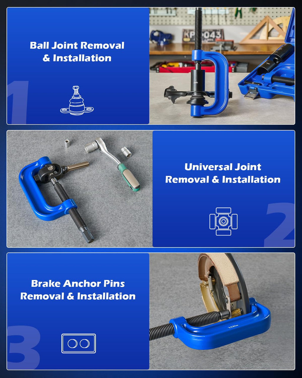 Orion Motor Tech Ball Joint Press Kit, 21-Piece Ball Joint Removal Tool for Installing and Removing Ball Joints, U Joints, and Anchor Pins, Heavy Duty Ball Joint Press Tool for 2WD and 4WD Vehicles