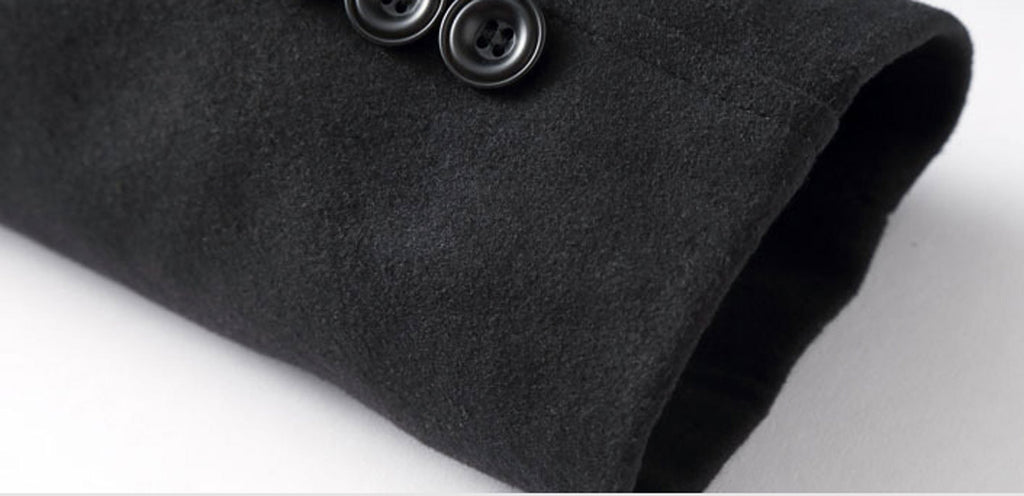 chouyatou Men's Classic Notched Collar Double Breasted Wool Blend Pea Coat (Medium, Black)