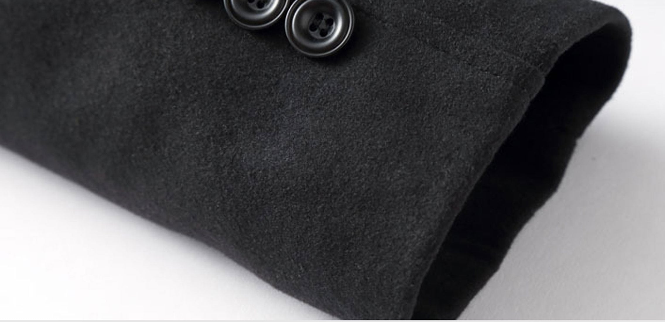 chouyatou Men's Classic Notched Collar Double Breasted Wool Blend Pea Coat (Medium, Black)